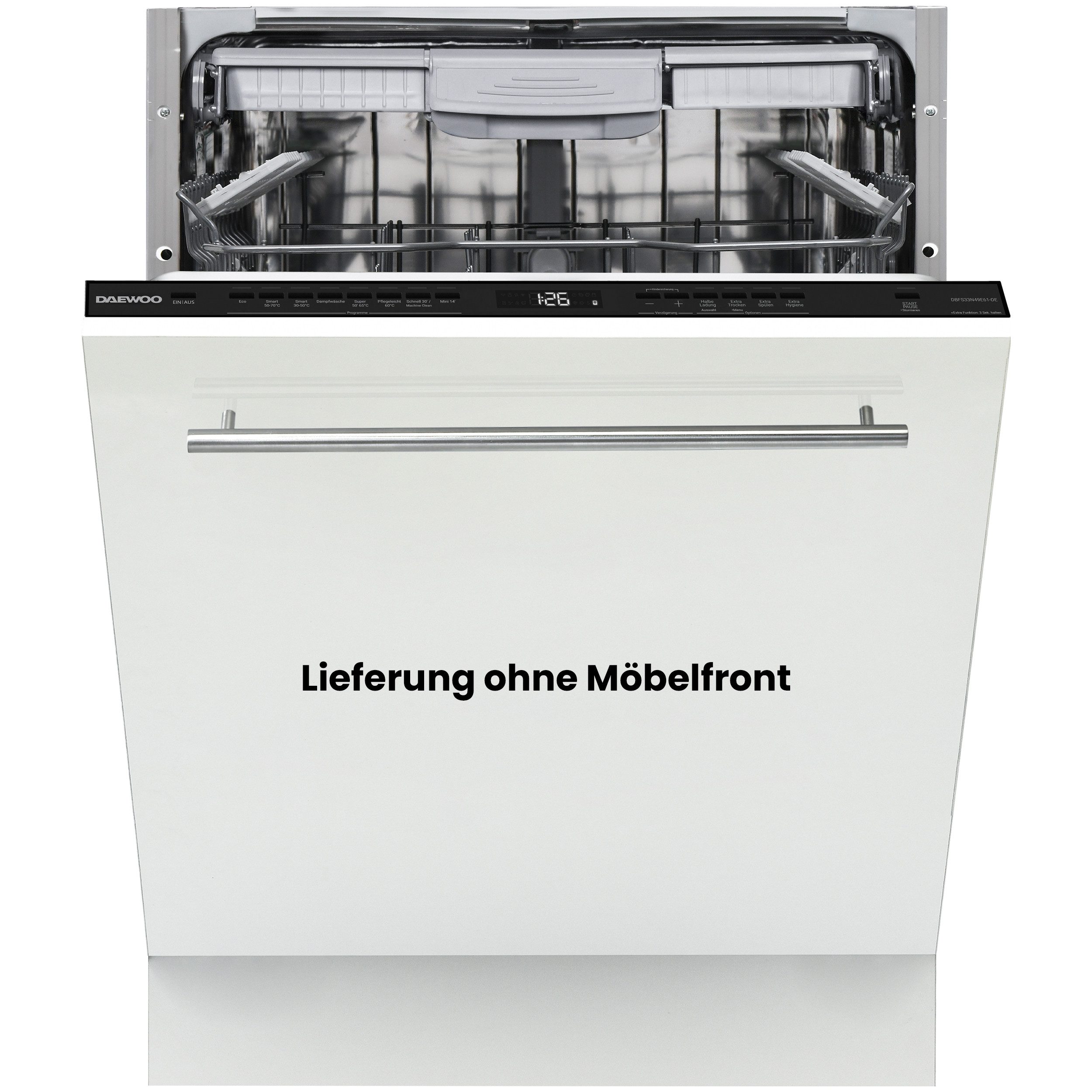 Daewoo vollintegrierbarer Geschirrspüler DBFS33N49E61-DE, 9 l, 16 Maßgedecke, Einbau Spülmaschine vollintegriert 60 cm, 9 Programme, AquaStop, 49 dB