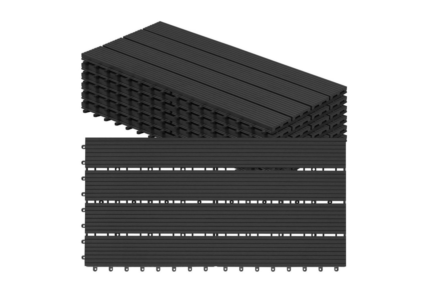 Woltu WPC-Fliesen, 6 St., Terrassendielen Holz-Optik 30x60cm mit klicksystem