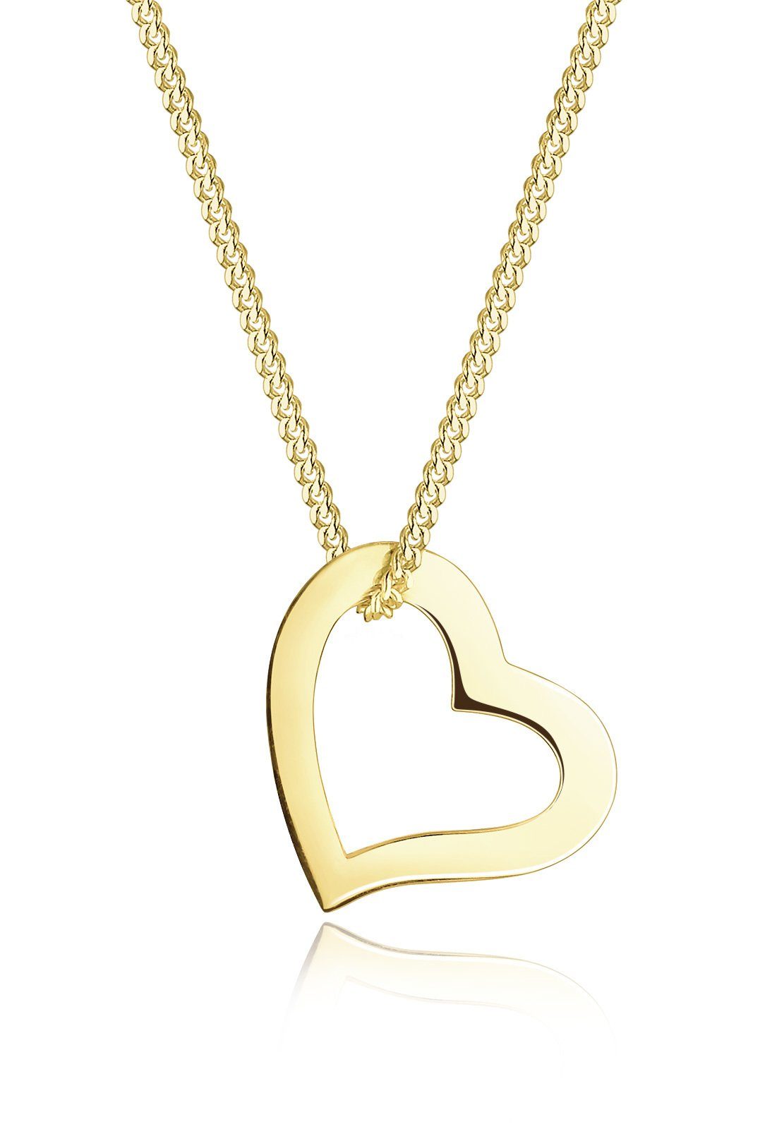 Kette Filigran sehr Gelbgold, Liebe Herz In mit gefertigt hochwertiger 375 Elli Premium Juweliersqualität Anhänger