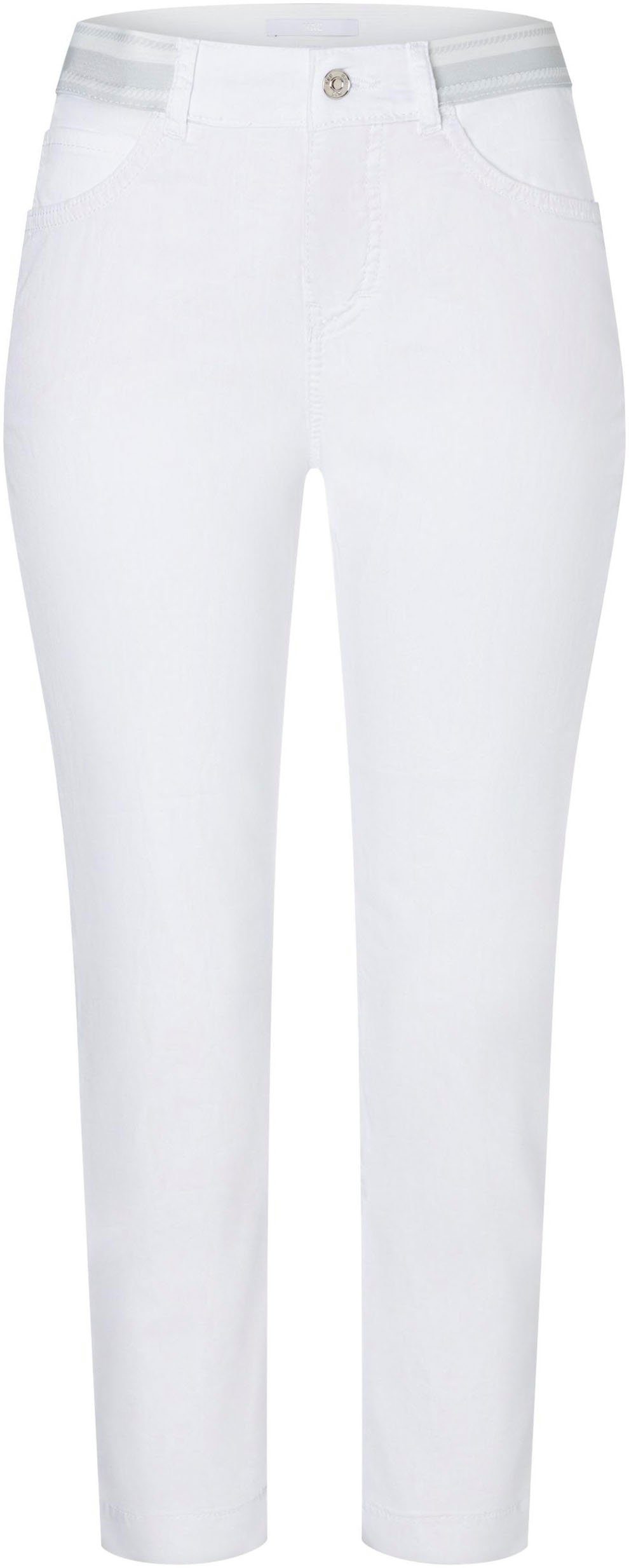 MAC 7/8-Jeans cropped elastischem denim an der Taille Bund Sport Slim white mit