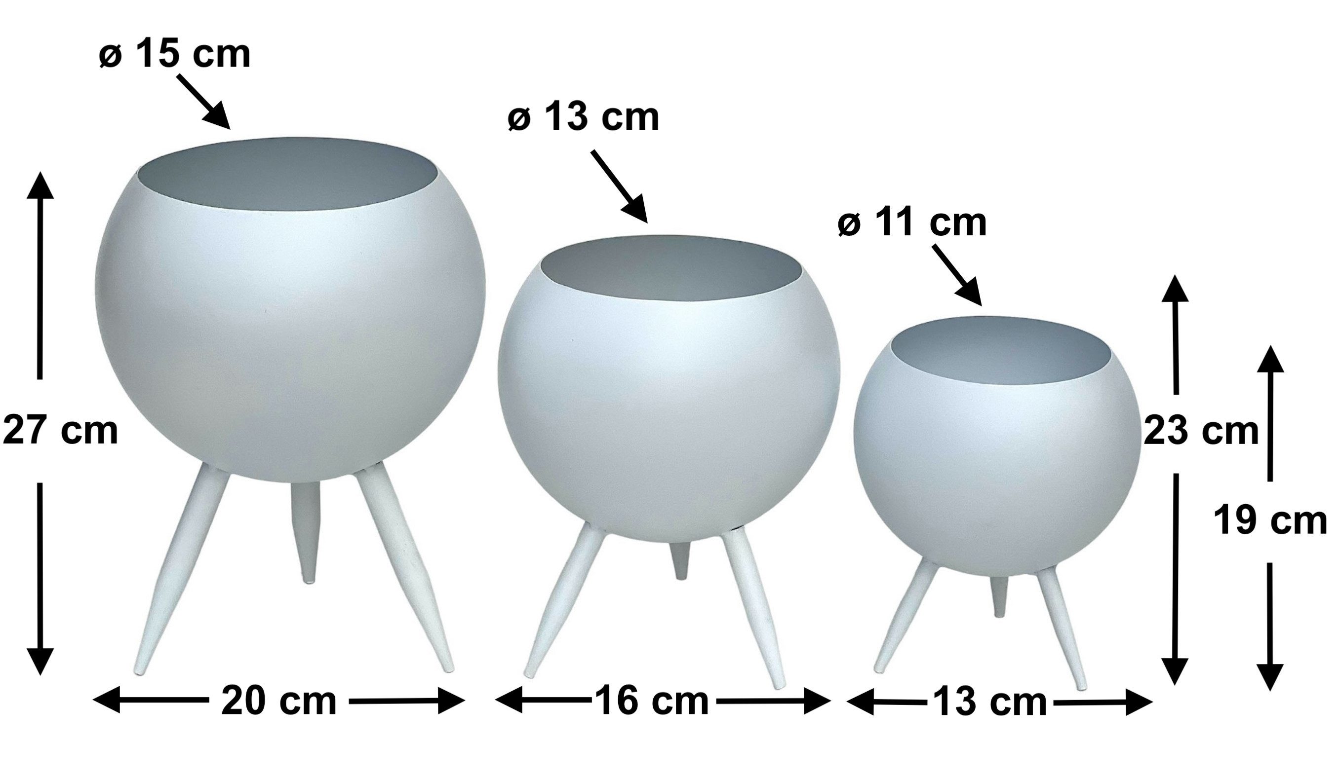 DanDiBo Blumenhocker Blumenhocker Metall mit Topf Weiß Blumenständer 3er Set Blumensäule