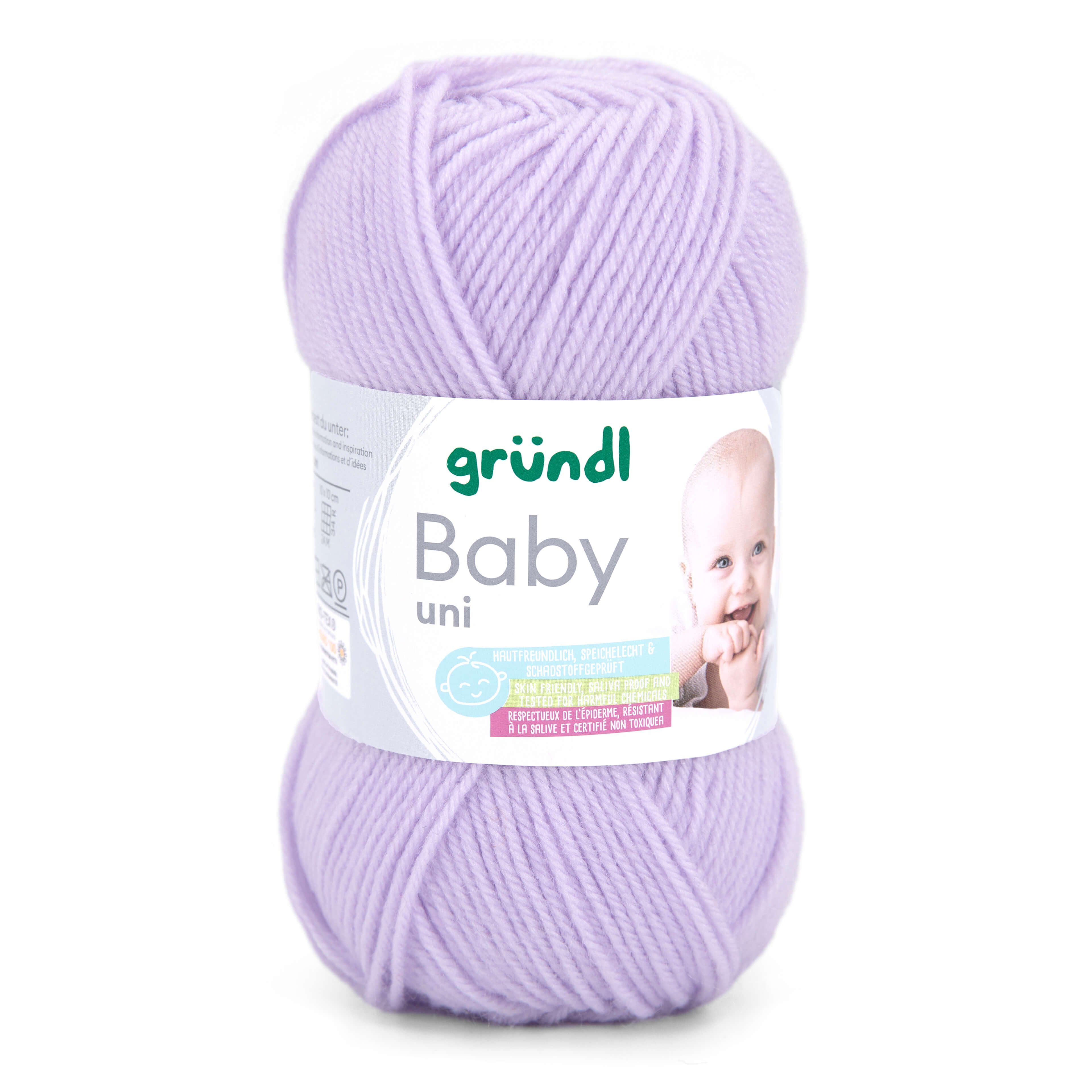 Gründl Wolle Baby uni 50g Babywolle zum Stricken und Häkeln Häkelwolle, 150,00 m (Strickgarn, Handstrickgarn, Strickwolle, hautfreundlich, spreichelecht), weich und pflegeleicht