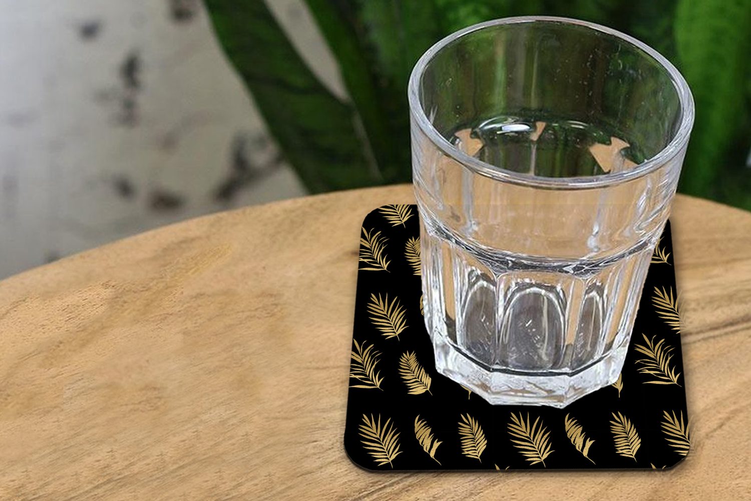 Gläser, - Tasse für Zubehör Tischuntersetzer, Korkuntersetzer, Glasuntersetzer, Schwarz Tropical Blatt, Glasuntersetzer Untersetzer, MuchoWow - 6-tlg.,