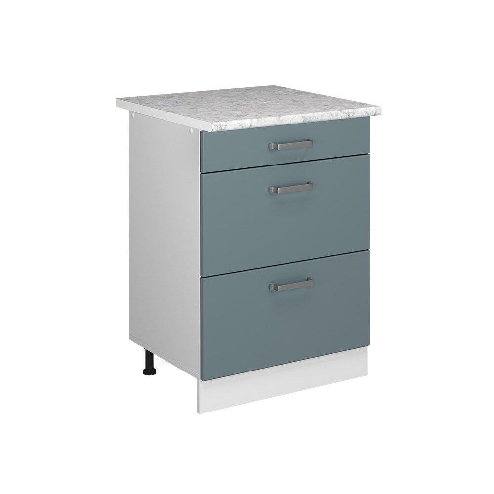 Vicco Unterschrank Küchenschrank + Arbeitsplatte R-Line Weiß Blau Grau 60 cm