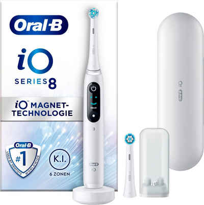 Oral-B Elektrische Zahnbürste iO 8, Aufsteckbürsten: 2 St., mit Magnet-Technologie, 6 Putzmodi, Farbdisplay & Reiseetui