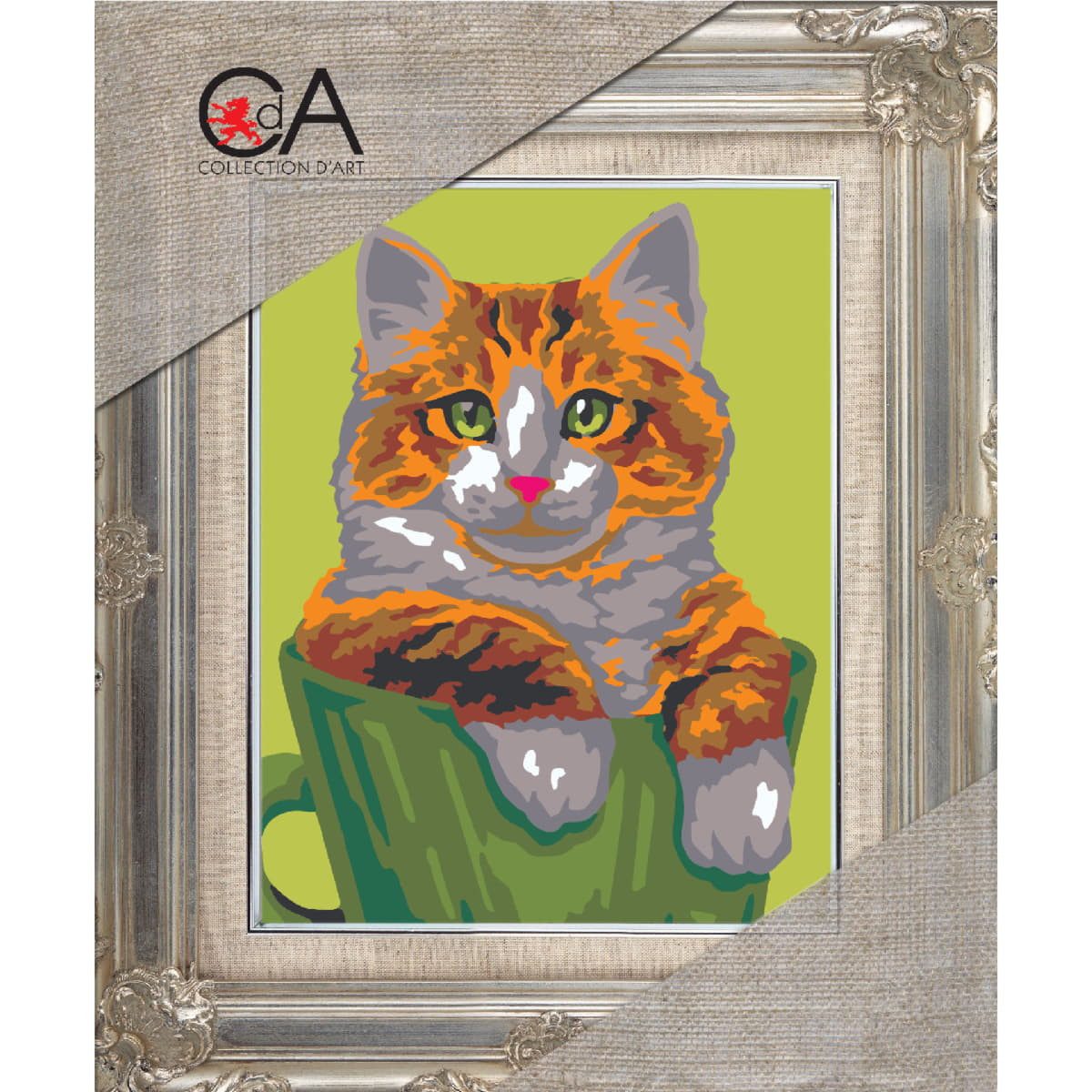 Collection D'art Kreativset CDA Halbkreuz Stickpackung "Rote Katze", bedruckt, 14x18cm..., (embroidery kit by Marussia)