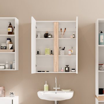 Vicco Badezimmerspiegelschrank Badspiegel GLORIA Weiß/Sonoma
