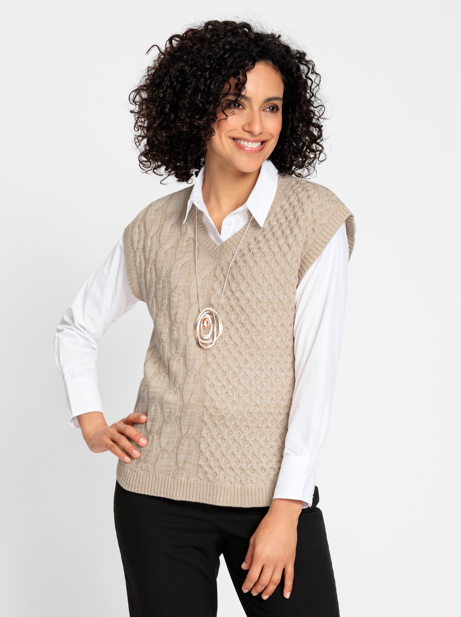 Witt Strickpullover Pullunder Ärmellos Zopfmuster