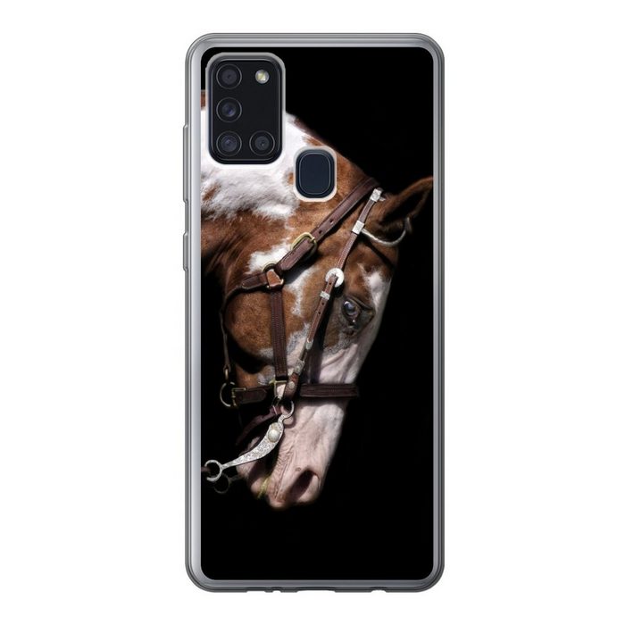 MuchoWow Handyhülle Pferd - Halfter - Flecken Handyhülle Samsung Galaxy A21s Smartphone-Bumper Print Handy