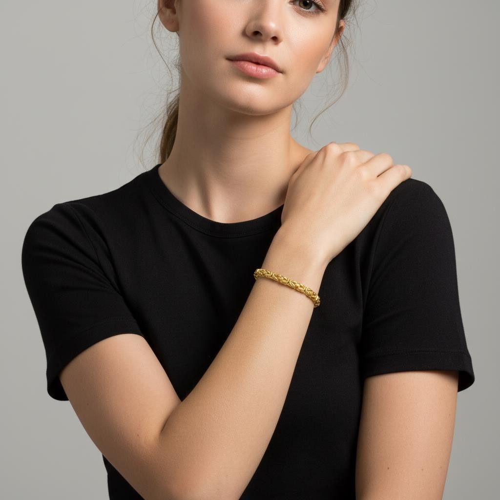 Tony Fein Armband Königsarmband 3,8 mm 585er Vergoldet Gelbgold Hochglanzpoliert, Made in Italy für Damen und Herren