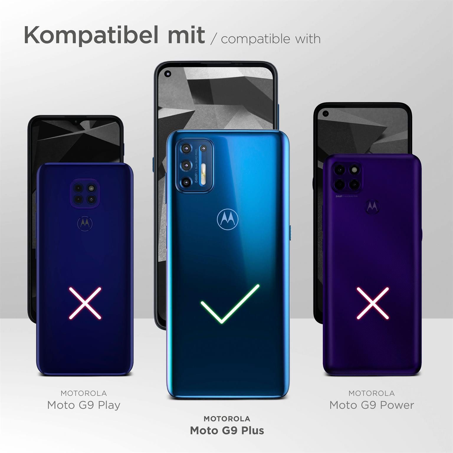 ONEFLOW Handyhülle für Motorola Moto G9 Plus Premium Hülle Business Cover Rot 6,81 Zoll, 360 Grad Schutzhülle Flip Case Etui Klapphülle Dünn Leder Handy Tasche