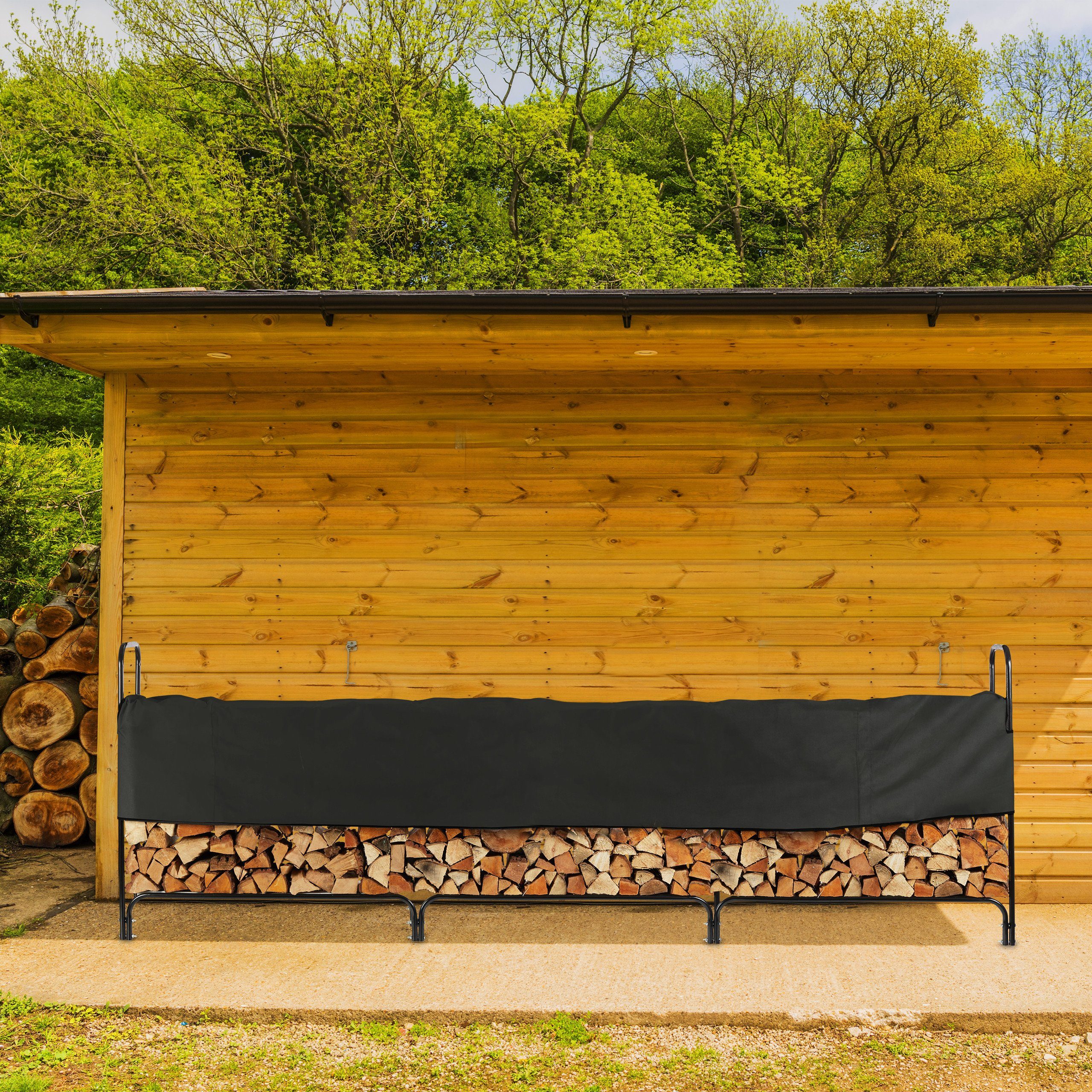 relaxdays Kaminholzregal Großes Kaminholzregal mit Abdeckung, günstig online kaufen
