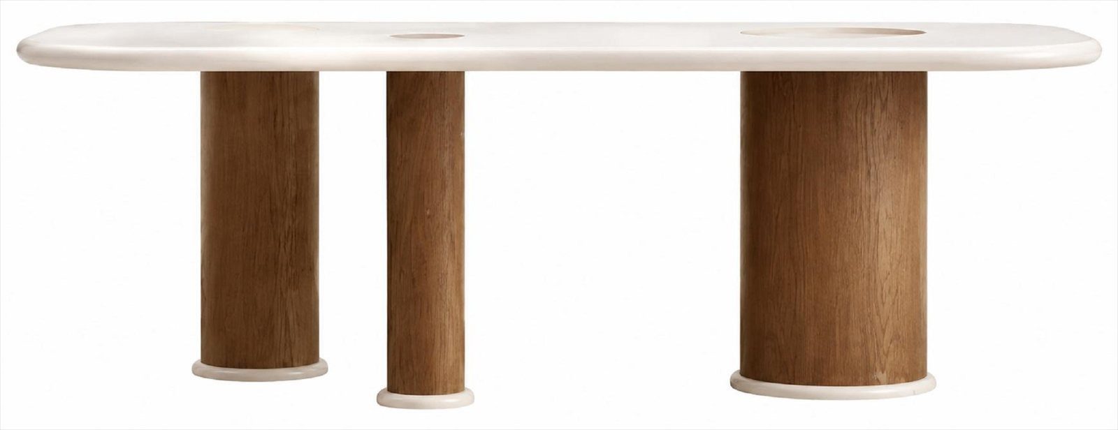 JVmoebel Esstisch Esstisch Beige Oval Säulenfuß Modern Designer Esszimmertisch, Made in Europa