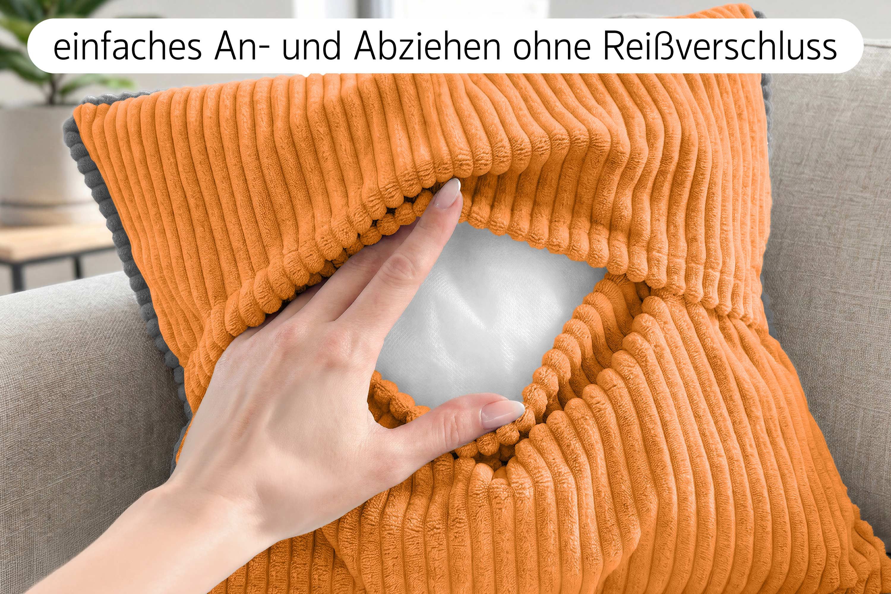 Amilian Dekokissen Sofakissen 4er Set mit Füllung 2x 40x40 cm + 2x 35x45 cm, Hotelverschluss Sofakissen Zierkissen