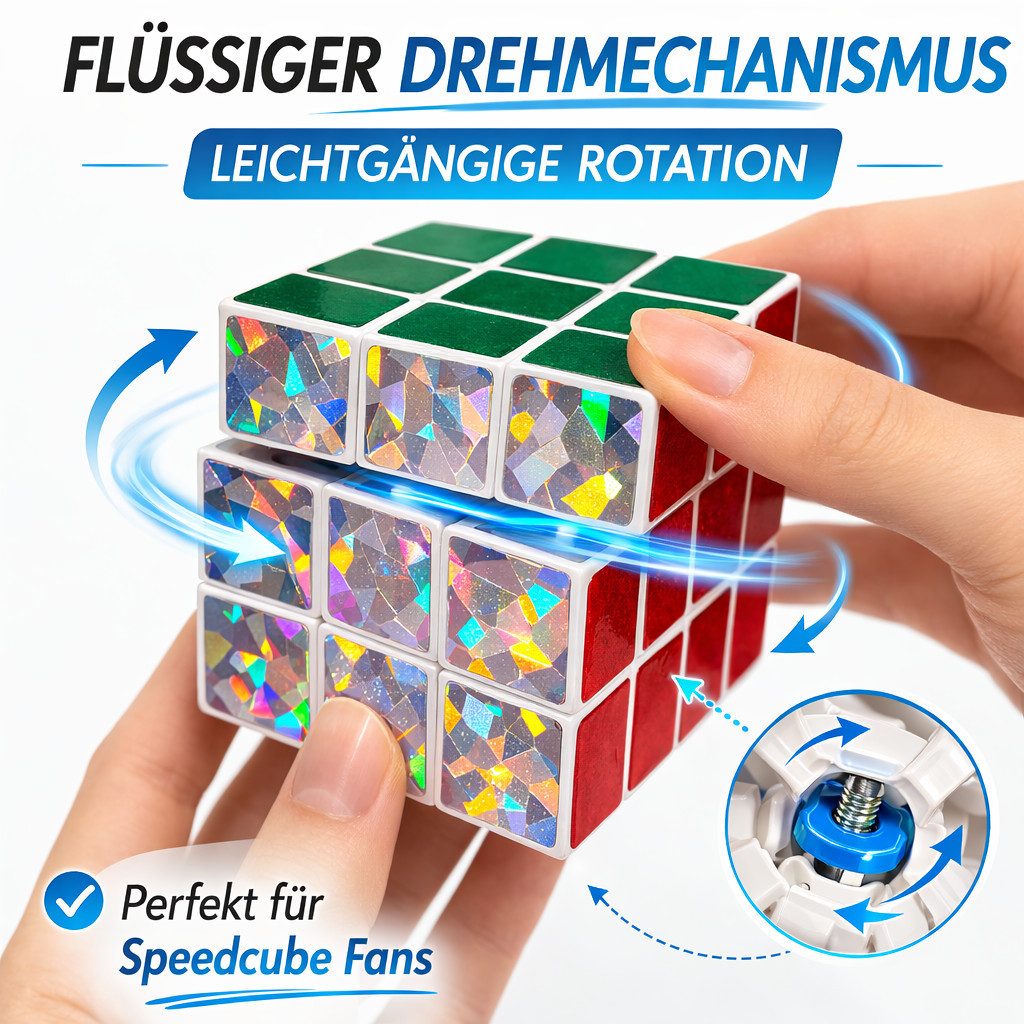 soma Würfelpuzzle Zauberwürfel 3x3 Geduldsspiel 6 cm Puzzlewürfel Denkspiel Hologramm, 1 Puzzleteile, Leichtgängiger Drehmechanismus für flüssiges Spielen Cube Speed Würfel