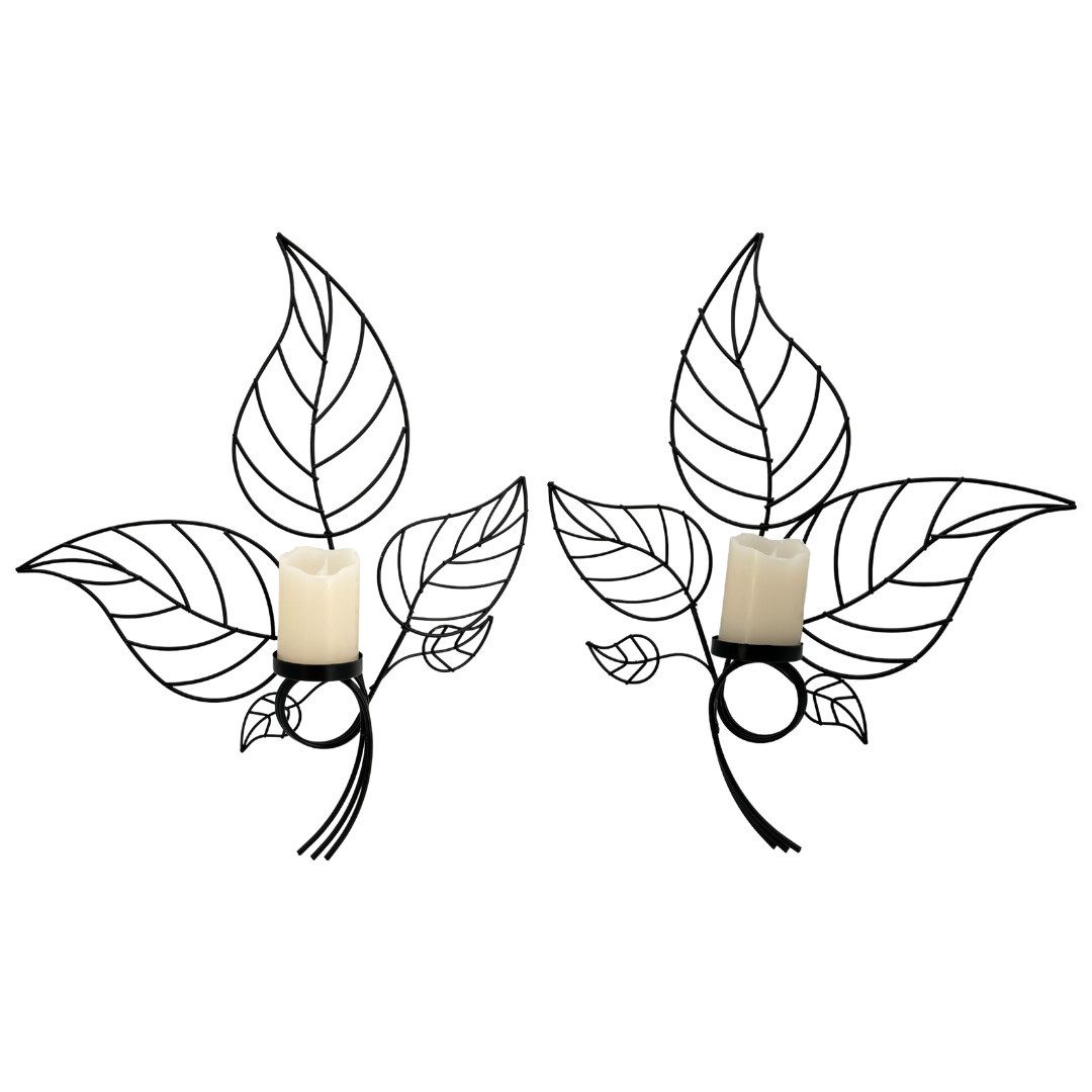 abc HOME Wanddekoobjekt Wanddeko Blätter, LED-Kerzen, Flackereffekt, 2er Se günstig online kaufen