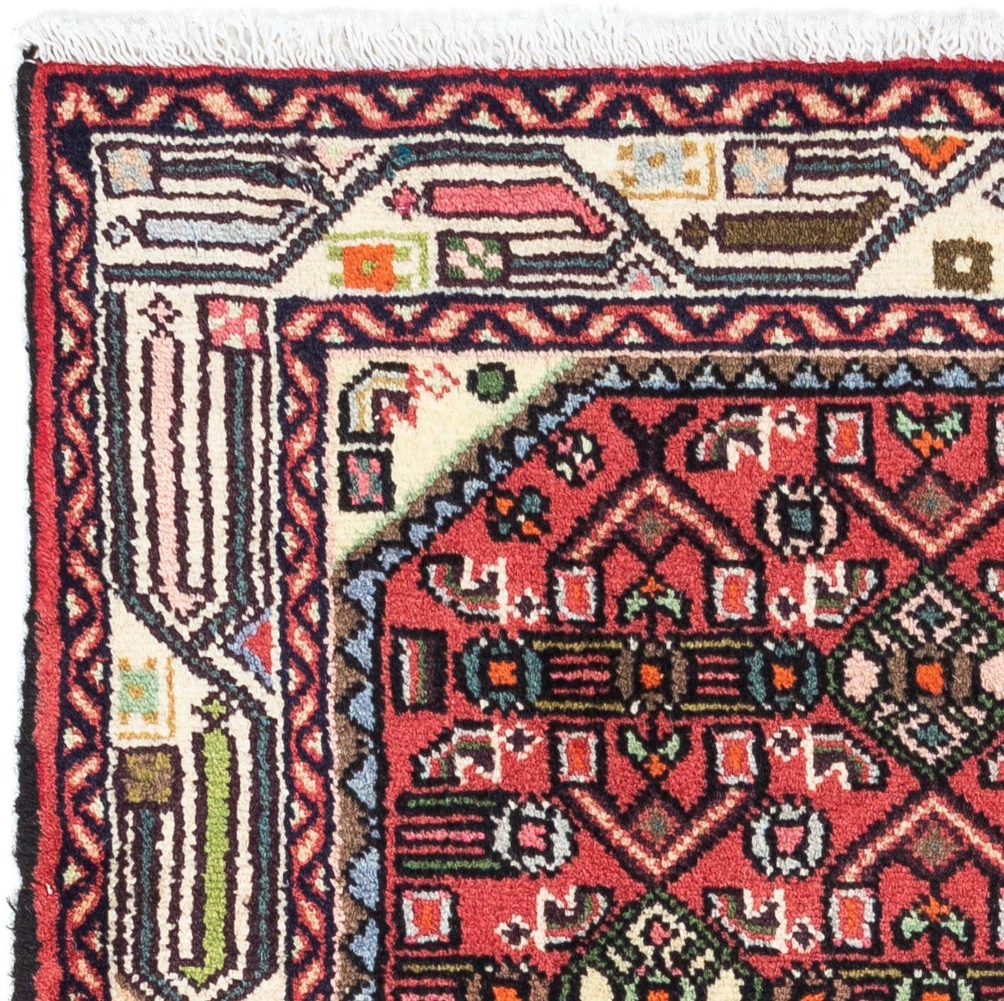 rechteckig, Hosseinabad 10 cm, Handgeknüpft Wollteppich mm, 125 Höhe: morgenland, 80 chiaro x Rosso Medaillon
