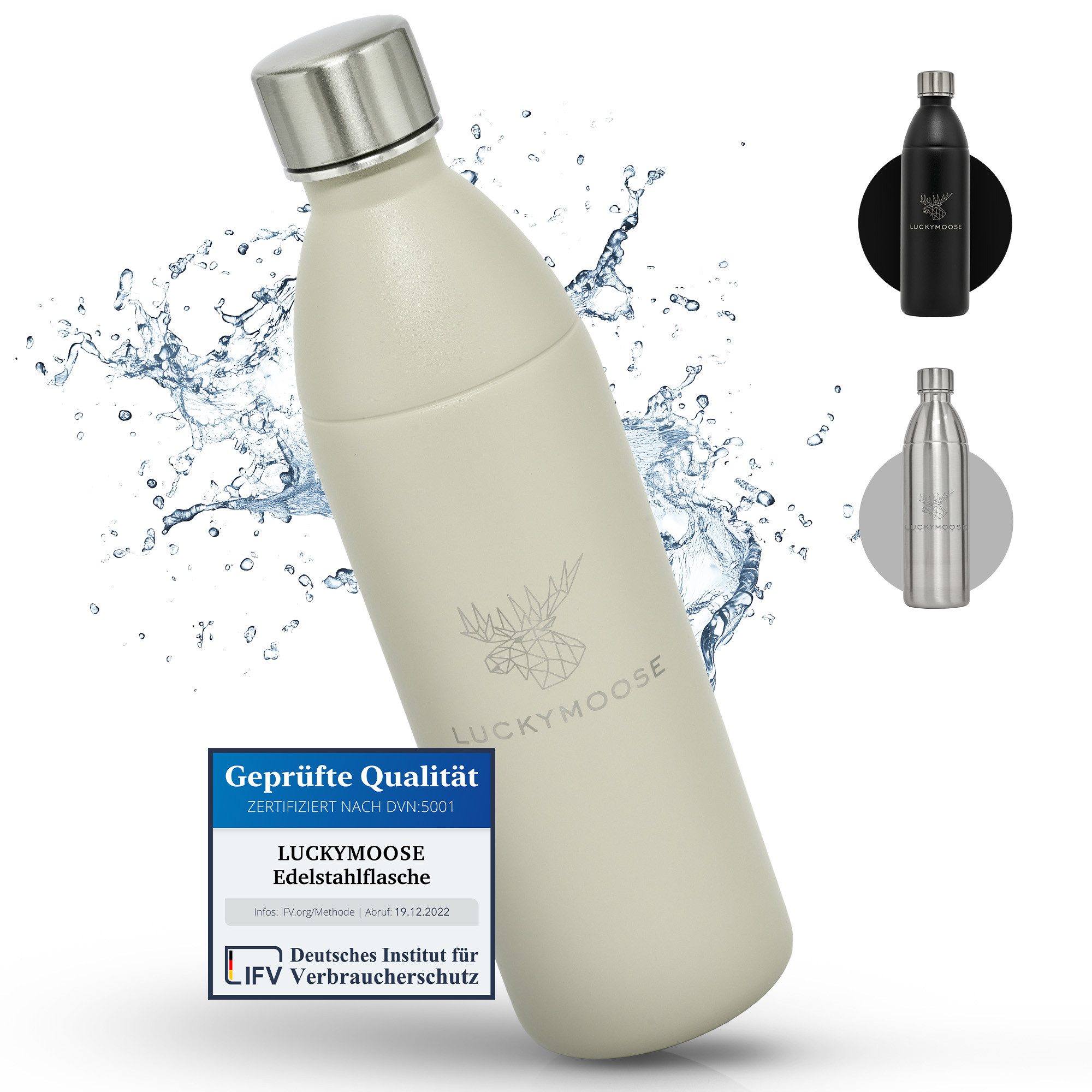Luckymoose Wassersprudler Flasche Infinity Edelstahlflasche Wassersprudler, (für SodaStream DUO & TERRA), Spülmaschinenfest & ohne Ablaufdatum
