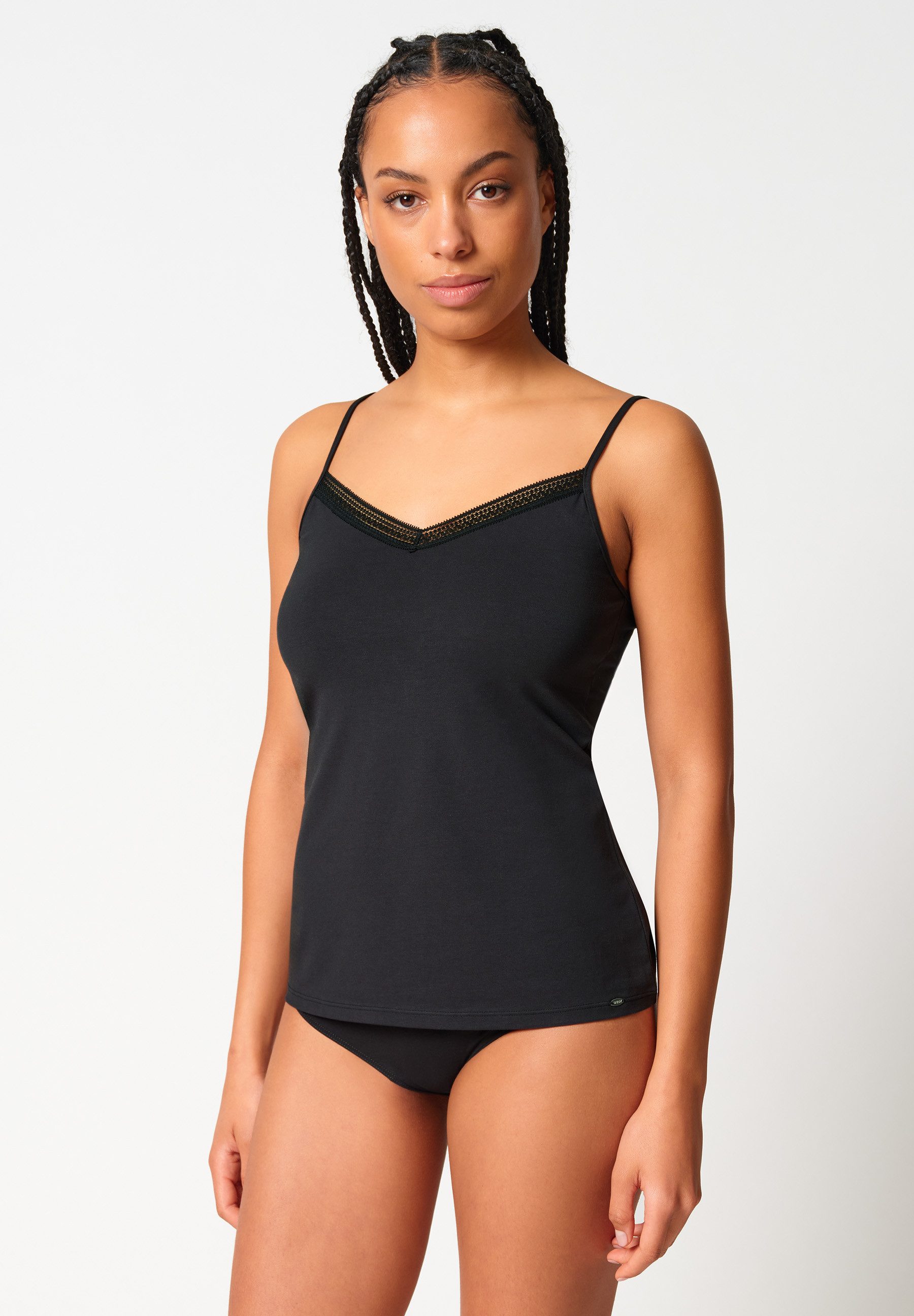 Skiny Unterhemd Natural Beauty bequem, elastisch, weich, eng, V-Ausschnitt