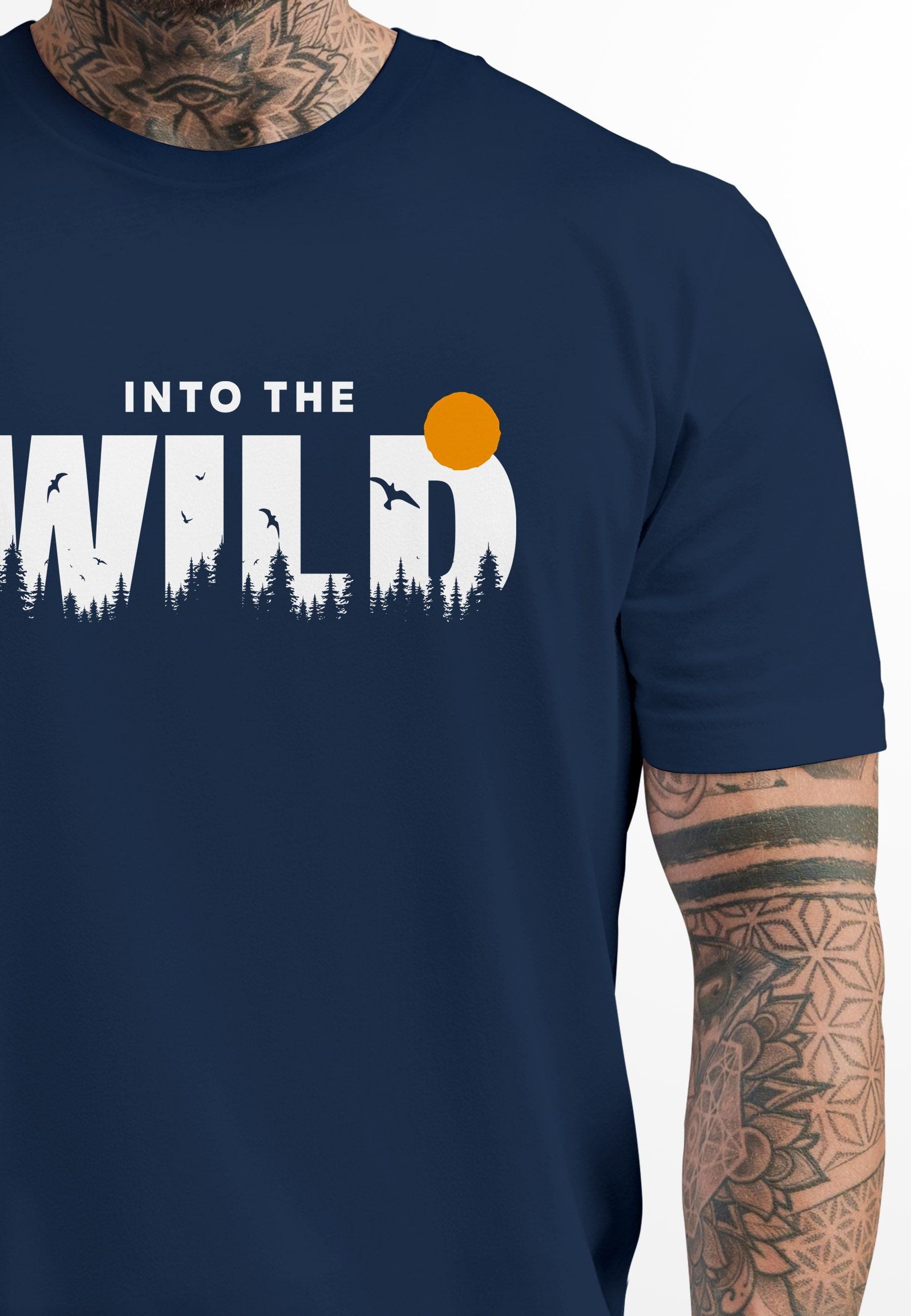 Neverless Print-Shirt Herren T-Shirt Brustprint Bedruckt Into the Wild Schr günstig online kaufen