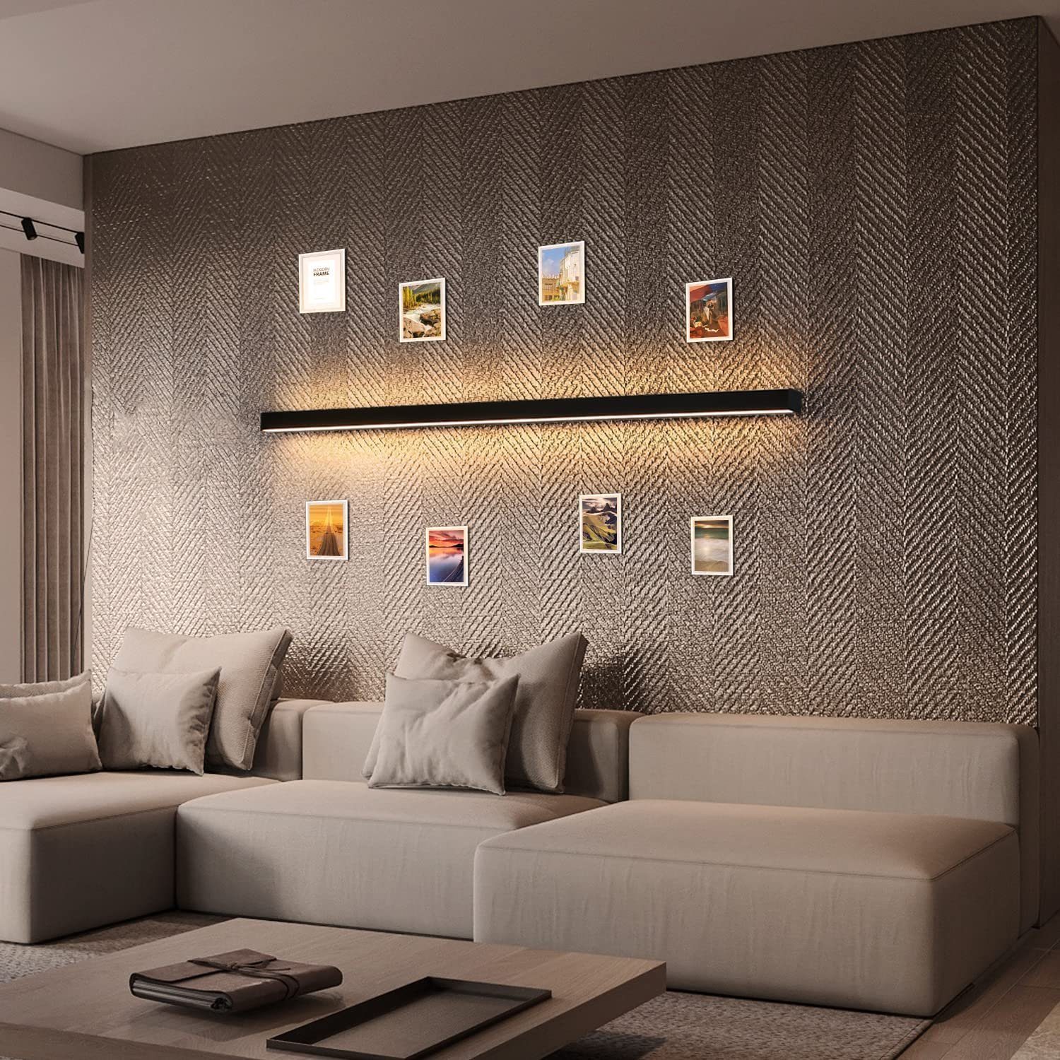 ZMH LED Wandleuchte Innen Schwarz 60/80/100CM Wandlampe 3000K Modern Flur Schlafzimmer, Hochwertige Material, LED fest integriert, Warmweiß, Schwarze Bettlampe Wandbeleuchtung für Treppenhaus