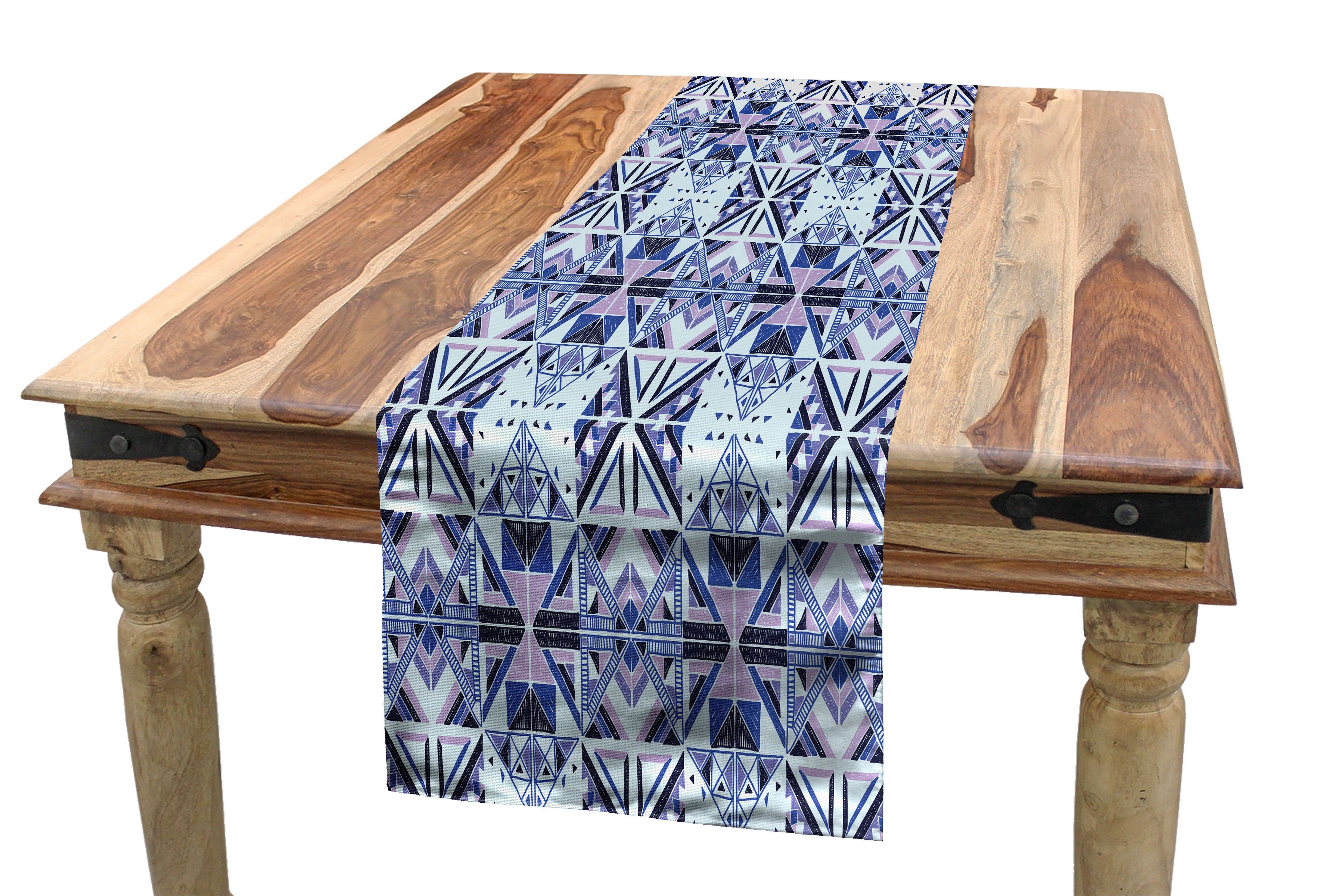 Abakuhaus Tischläufer Esszimmer Küche Rechteckiger Dekorativer Tischläufer, Ethnisch Geometrische Formen Inspired