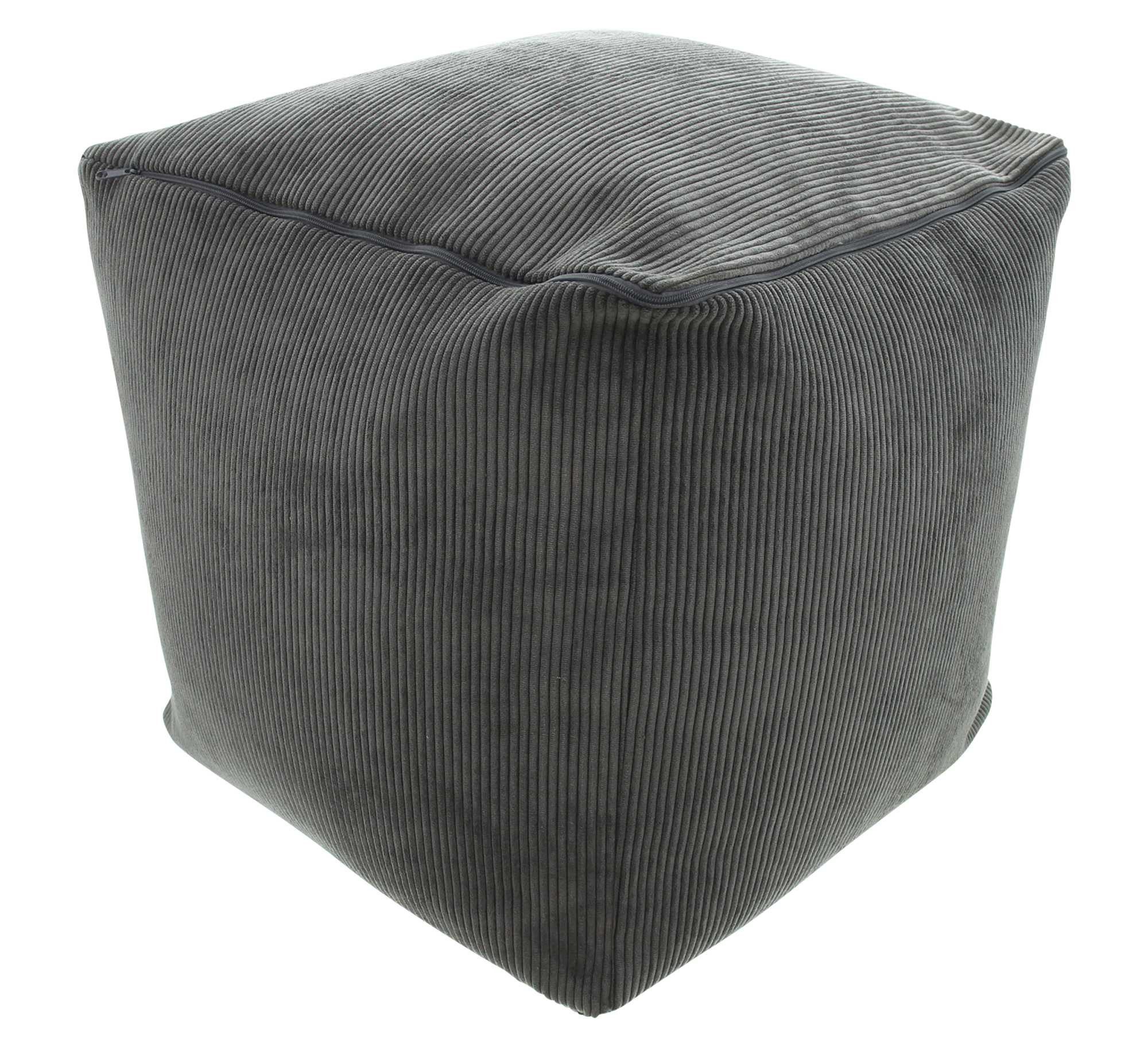 Dekoleidenschaft Pouf "Grey" Sitzpouf 40x40, Bezug aus Feincord in grau, Sitzwürfel, Табурети, Sitzkissen, Підніжка, Стільці, Würfel, Stoffhocker