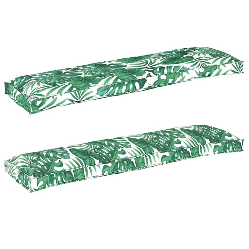 vidaXL Sitzauflage Pallet Kissen Set Floral 2 pcs Blattmuster 150 x 40 x 8 cm, (2 St)