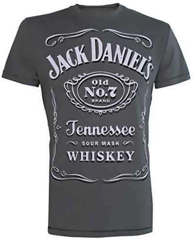 Jack Daniels Print-Shirt JACK DANIELS T-Shirt Grau-weiß - Whiskey T-Shirt Herren Größen S M L XL XXL