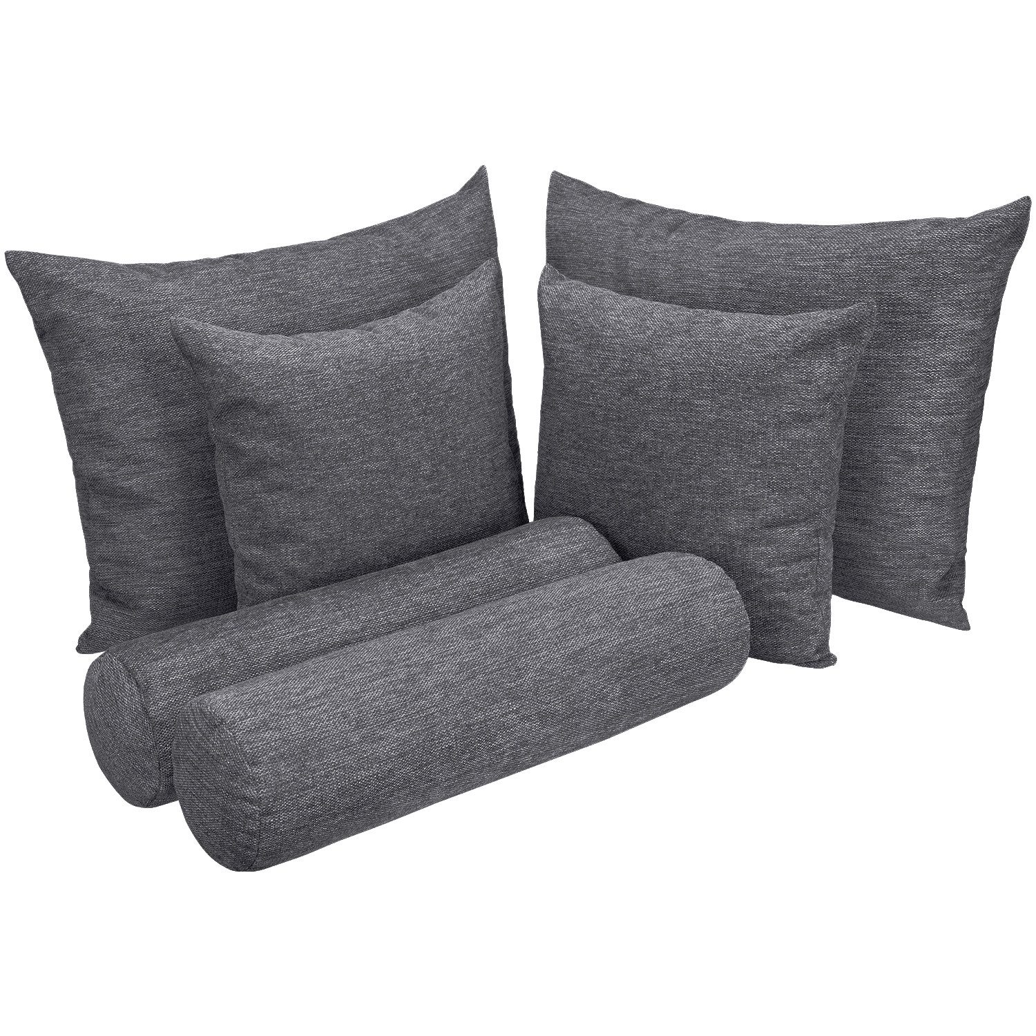 Selfitex Sofakissen 6-tlg. Kissen Set, 2x großes Kissen/2x kleines Kissen/2x Nackenrolle, (6er Set, 2x großes Kissen, 2x kleines Kissen, 2x Nackenrolle), für Sofa, Couch, Bett