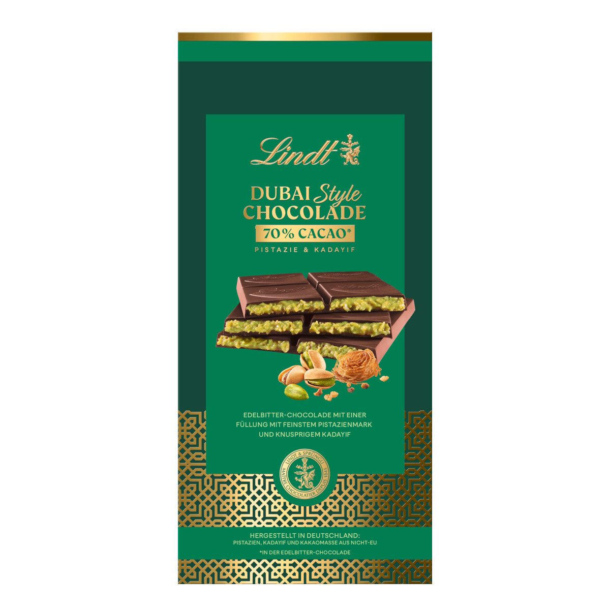 LINDT Schokolade, Lindt Dubai Style Chocolate Tafel Dunkel Edelbitter-Schokolade 145g