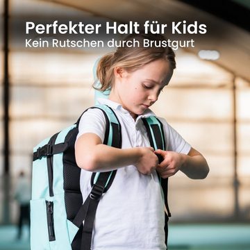 Otaro Tennisrucksack Kinder mit Schuhfach als Sportrucksack Kinder bequeme Polsterung (Wasserabweisende Regenschutzhaube, Für Sport, Schule oder Freizeit), Aus wasserabweisender LKW-Plane