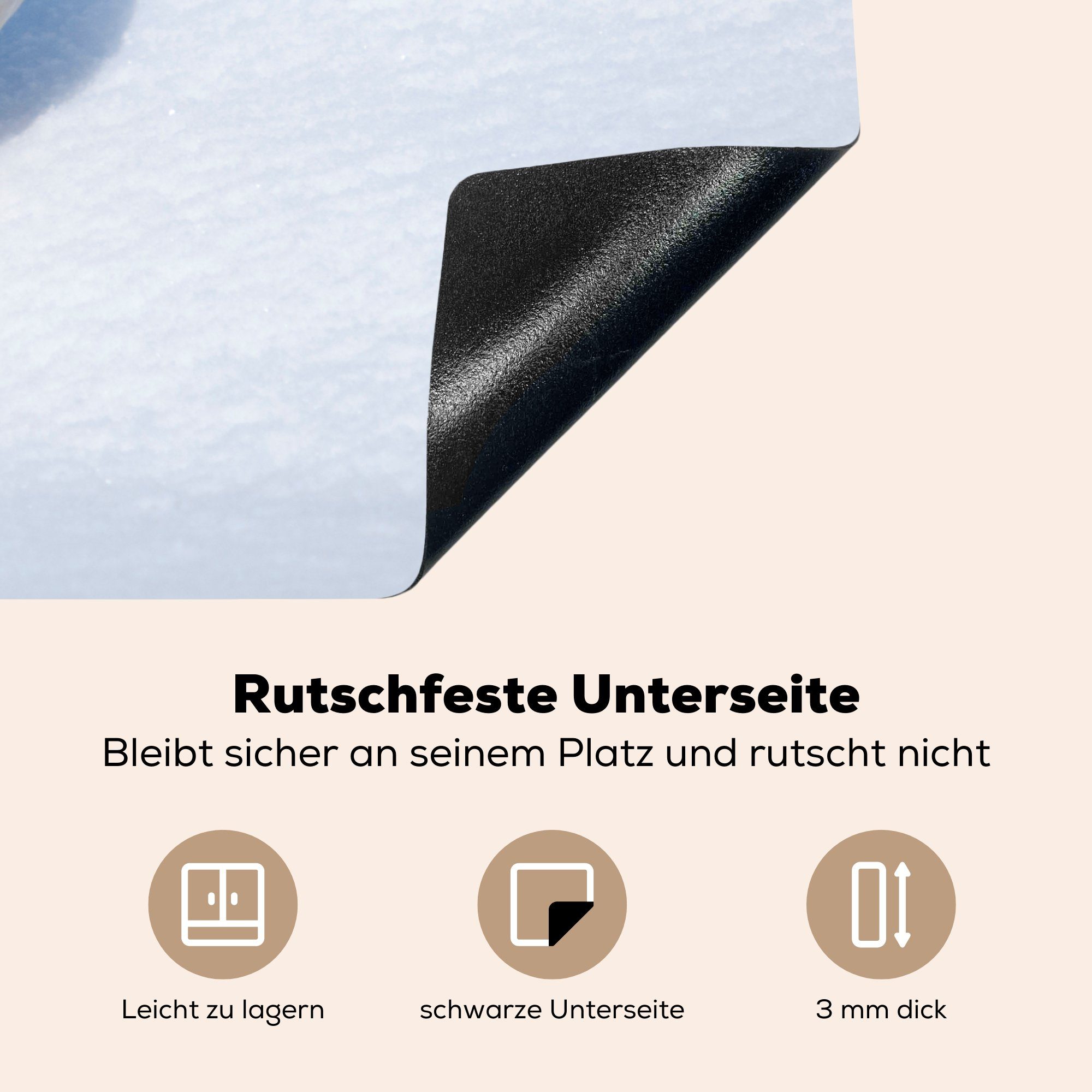 Rebhuhn MuchoWow Schnee, für tlg), (1 Ein küche, Schutz Herdblende-/Abdeckplatte Ceranfeldabdeckung Induktionskochfeld cm, im läuft 71x52 die Vinyl,