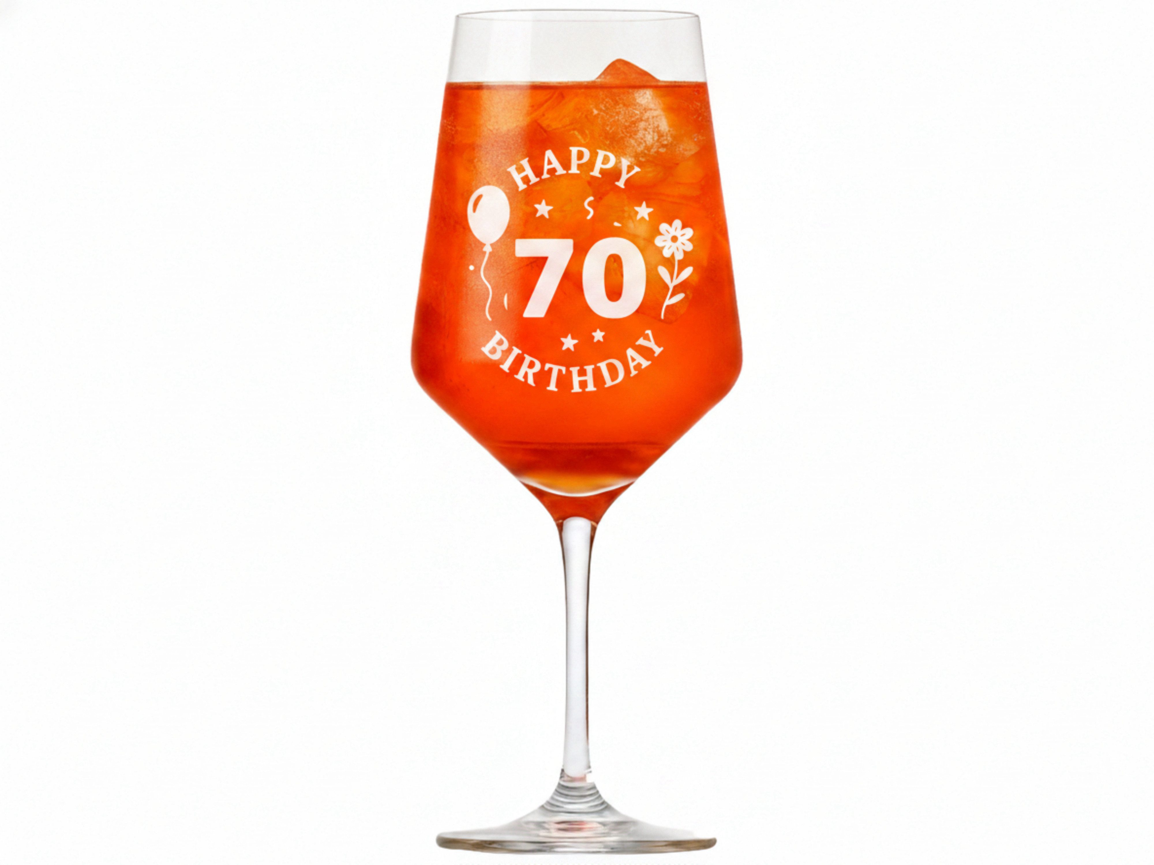 Valhalla Weinglas Gravur Happy Birthday 70 Geburtstag 350ml, 1-tlg., Glas, Atemberaubende Darstellung – Bild 5 von 5