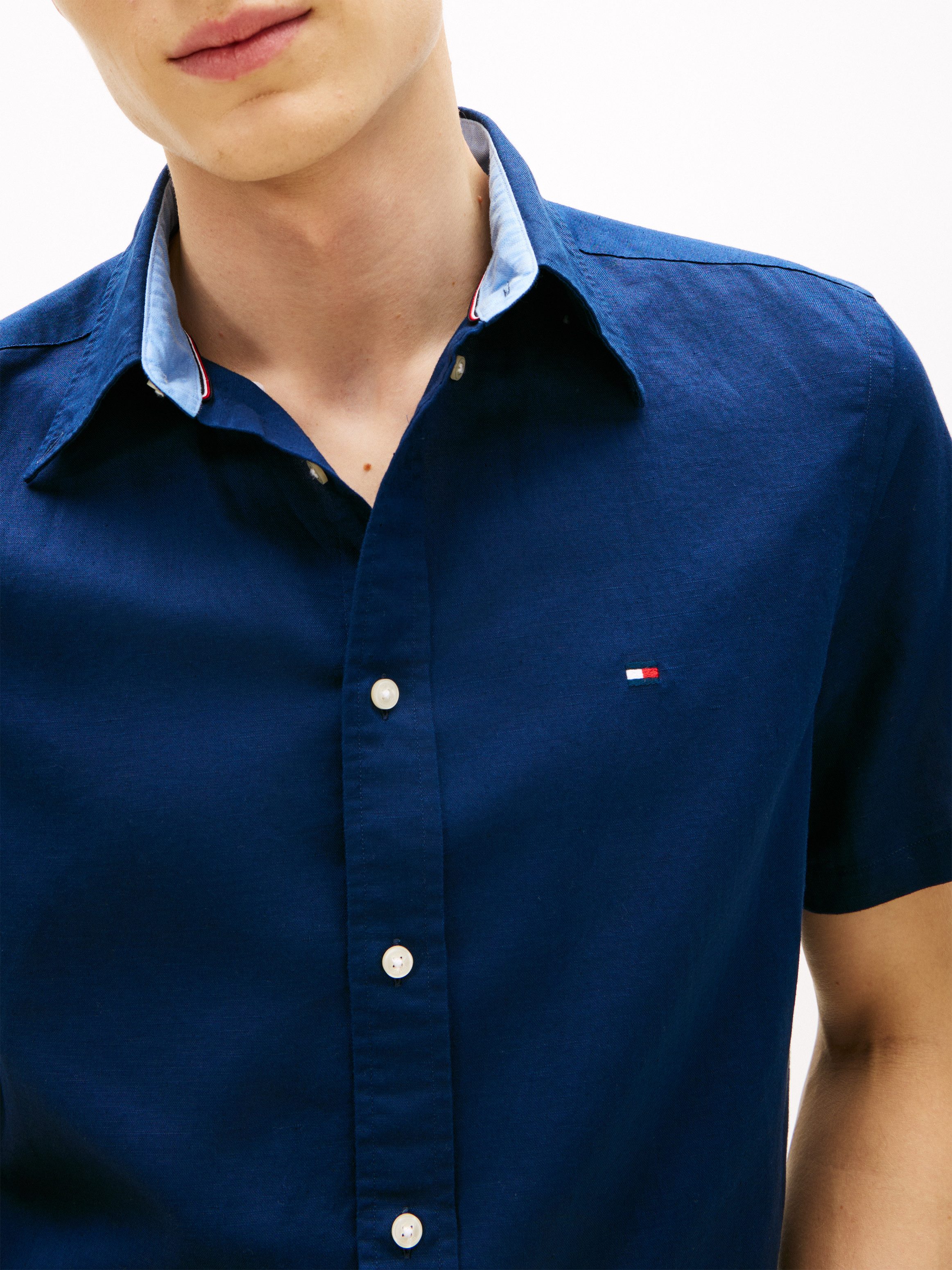Tommy Hilfiger Kurzarmhemd LINEN BLEND SOLID