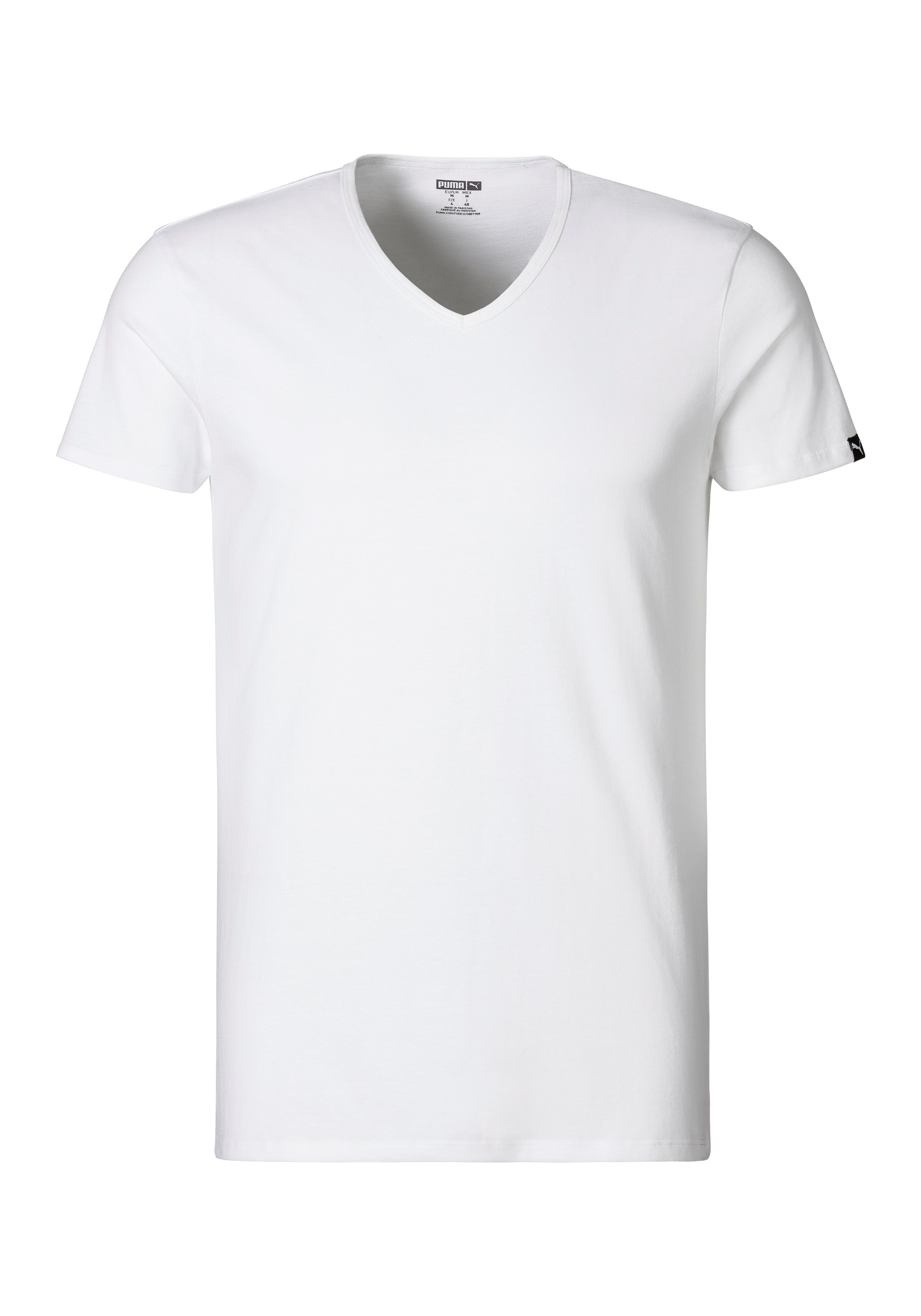 PUMA T-Shirt PUMA BASIC 2P V-NECK TEE (2er Pack) V-Ausschnitt, Kurzarm, elastisch, Baumwolle