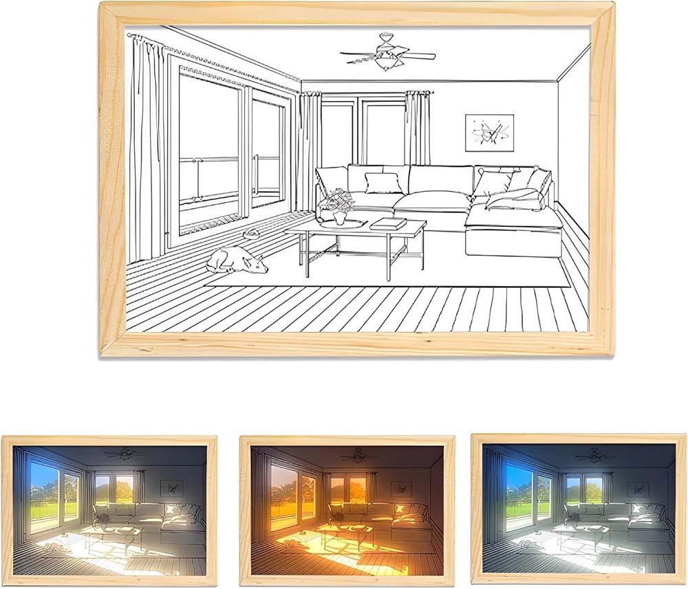 trends for living Wandbild LED Wandbild, 3D Lichtmalerei moderne Wanddekoration Wohnzimmer & Büro, (1 St)