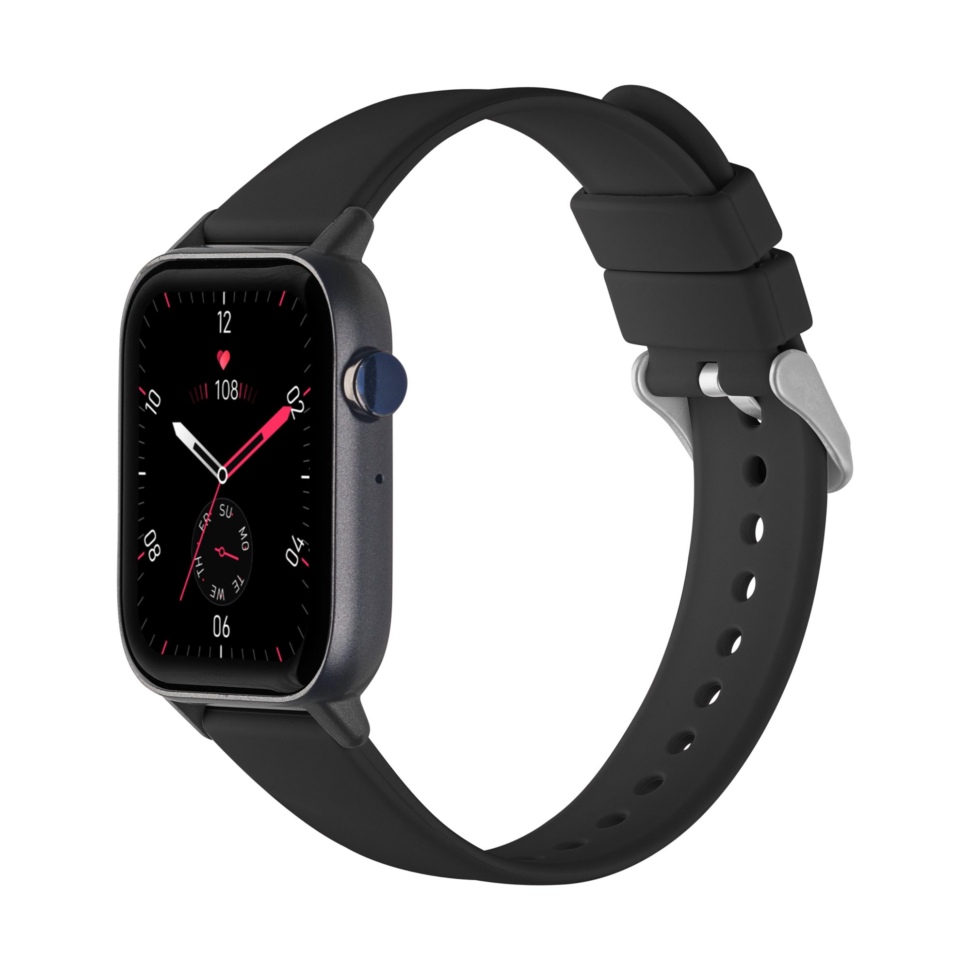 Echtzeit-HF, Telefonie, Smartwatch DOITX2 24 Levowatch (4,3 HD 380x320, Thermo, Wechselband, Schwarz Modi Alu-Umrandung, cm/1,7 Zoll),