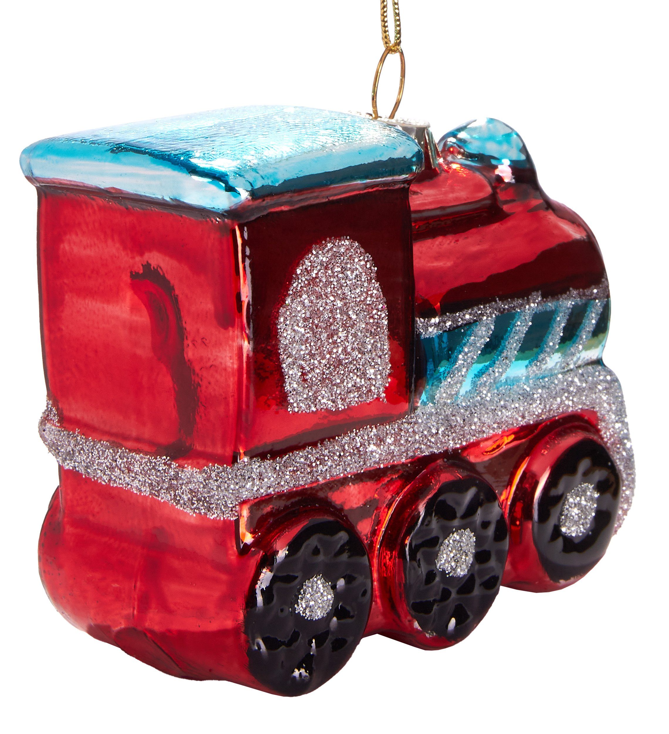 ca. Weihnachtskugel Glas, Christbaumschmuck Lokomotive, schöner 9 aus handbemalt Weihnachtsanhänger BRUBAKER - Rote Mundgeblasene cm