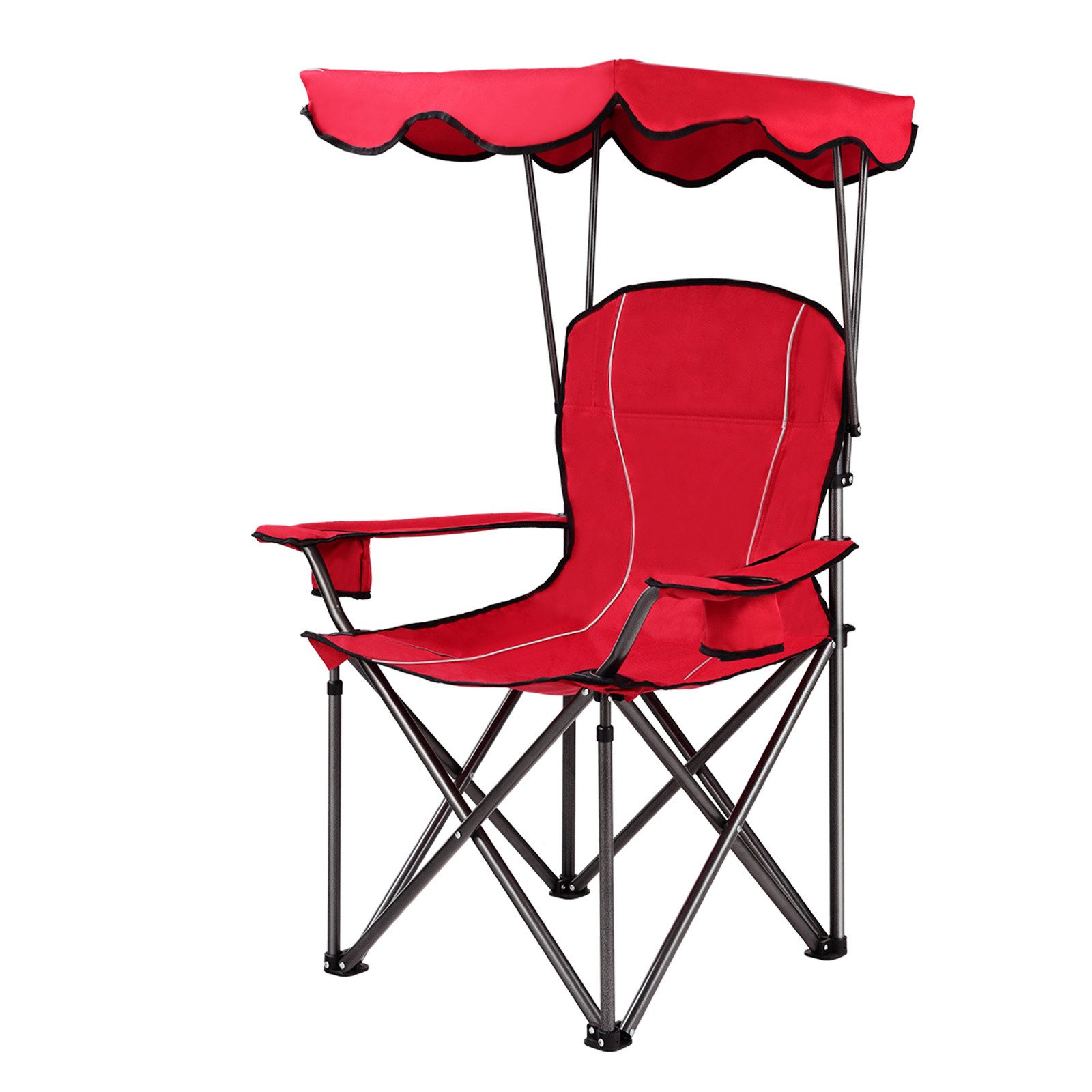 COSTWAY Campingstuhl, mit Sonnendach & Tragtasche, 120 kg belastbar