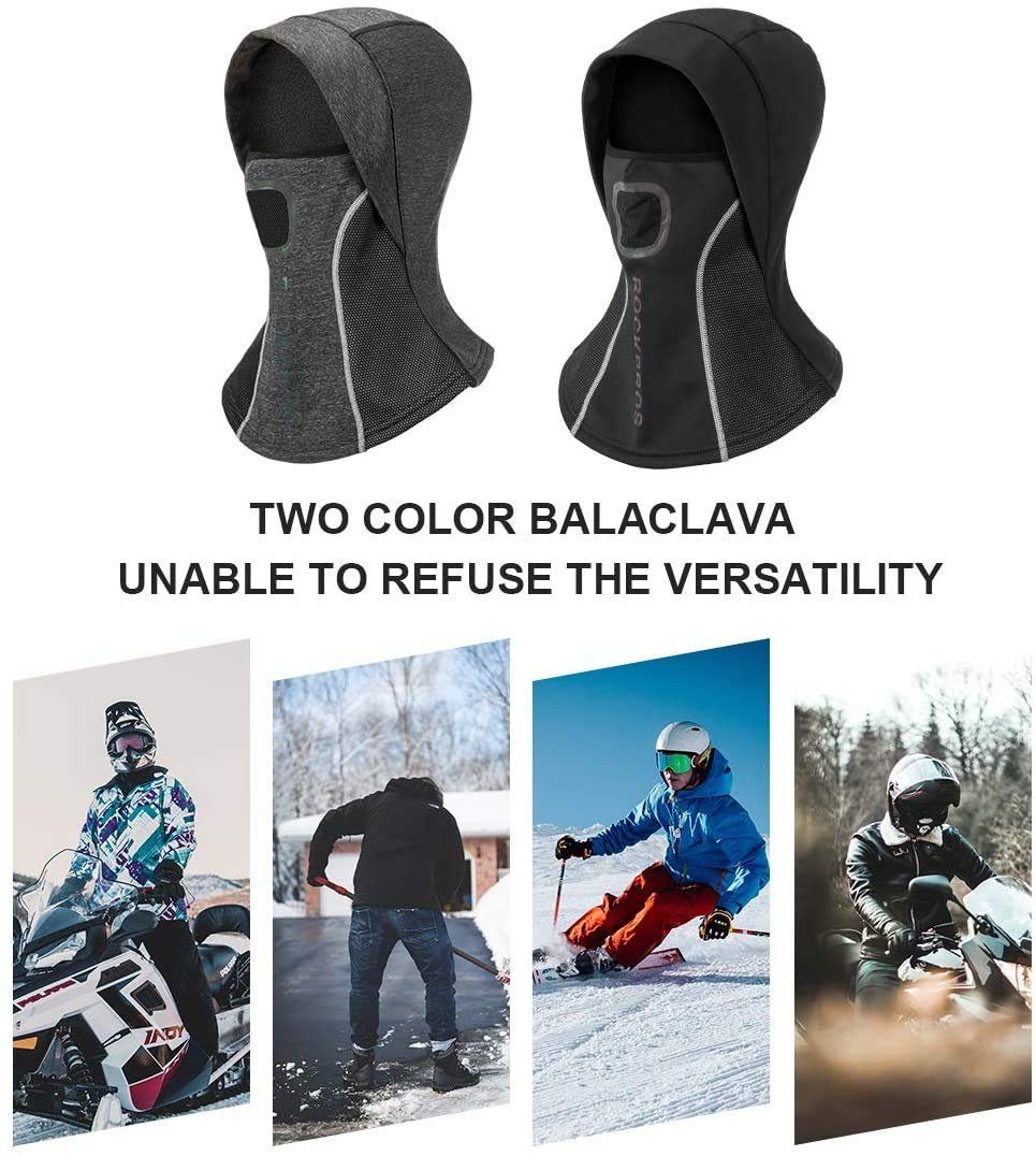 Sturmhaube schwarz Reflektierend Atmungsaktiv Anti-Staub Snowboard ROCKBROS Balaclava Damen) Kopfbedeckung Outdoorsports Motorrad Winter Mütze (für Winddicht Herren Fahrrad