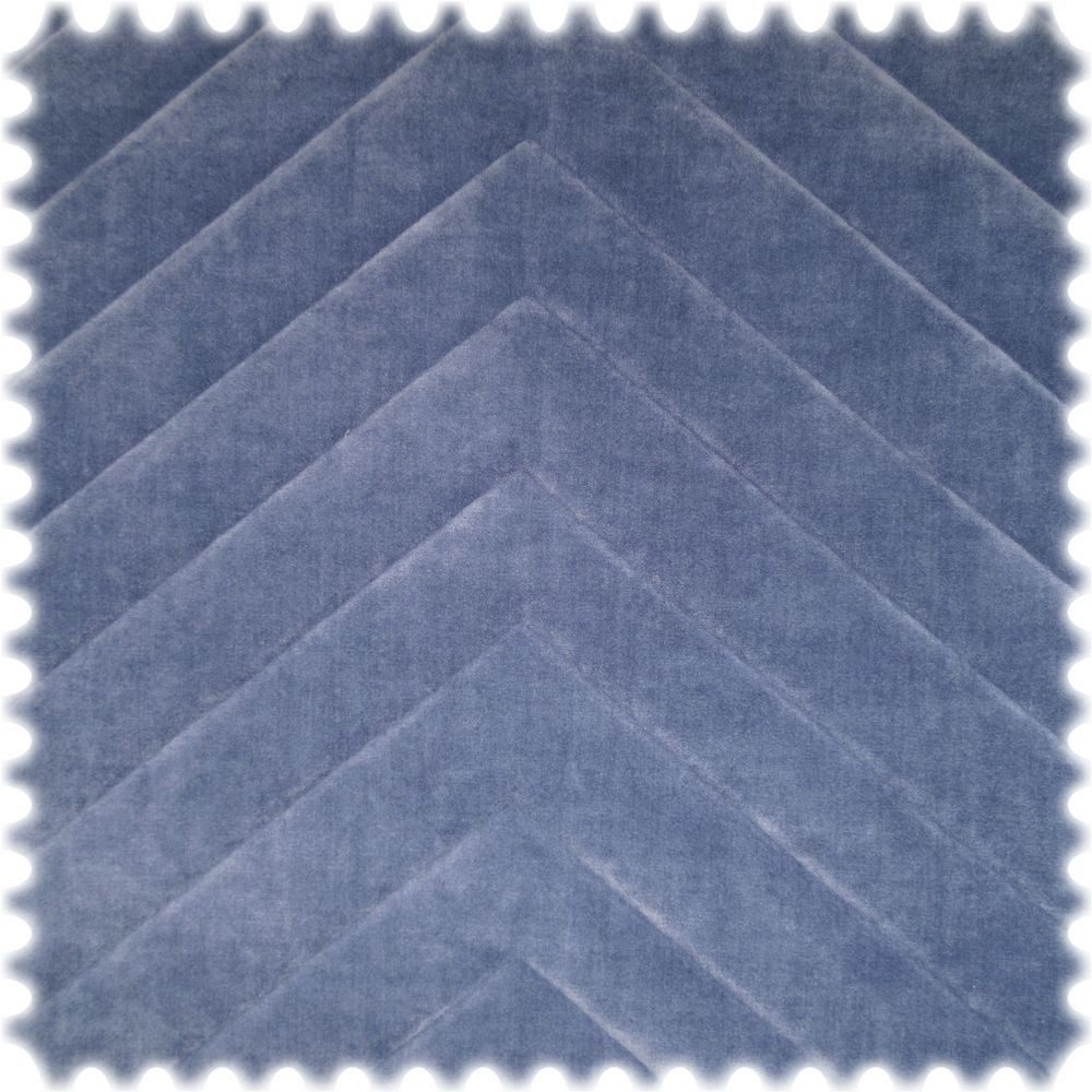 Heiro Stoff AKTION Stepp Velours Fischgrät Möbelstoff Rhythm Blau 4 lagig, Polsterstoff Meterware - Breite:140 cm