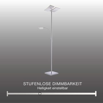 SellTec Stehlampe LED Deckenfluter RUBEN, dimmbar über Touchdimmer, Touchschalter, 2xLED-Board / 11 Watt, warmweiß, dimmbar per Touchdimmer, schwenkbar, Leselampe