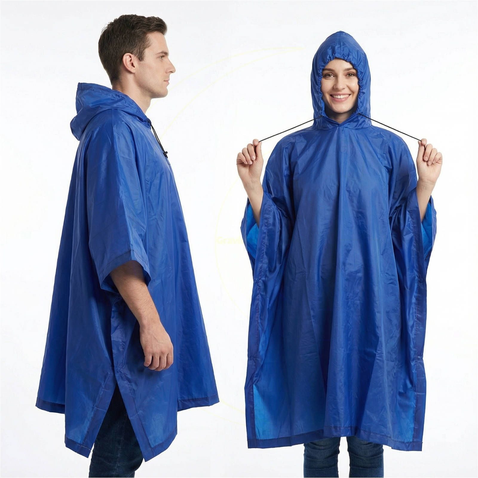 Gravidus Regenponcho Regenjacke Regenponcho Regencape Regenschutz mit Kapuze blau unisex