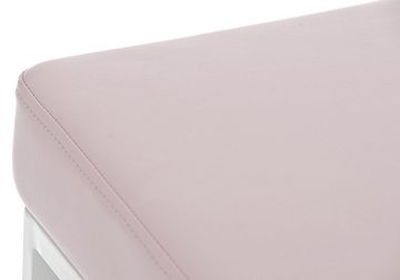 TPFLiving Barhocker Montana-W (mit Fußstütze und hochwertiger Polsterung - Hocker für Theke & Küche), Tresenhocker - Gestell Metall weiß - Sitzfläche: Kunstleder Pink