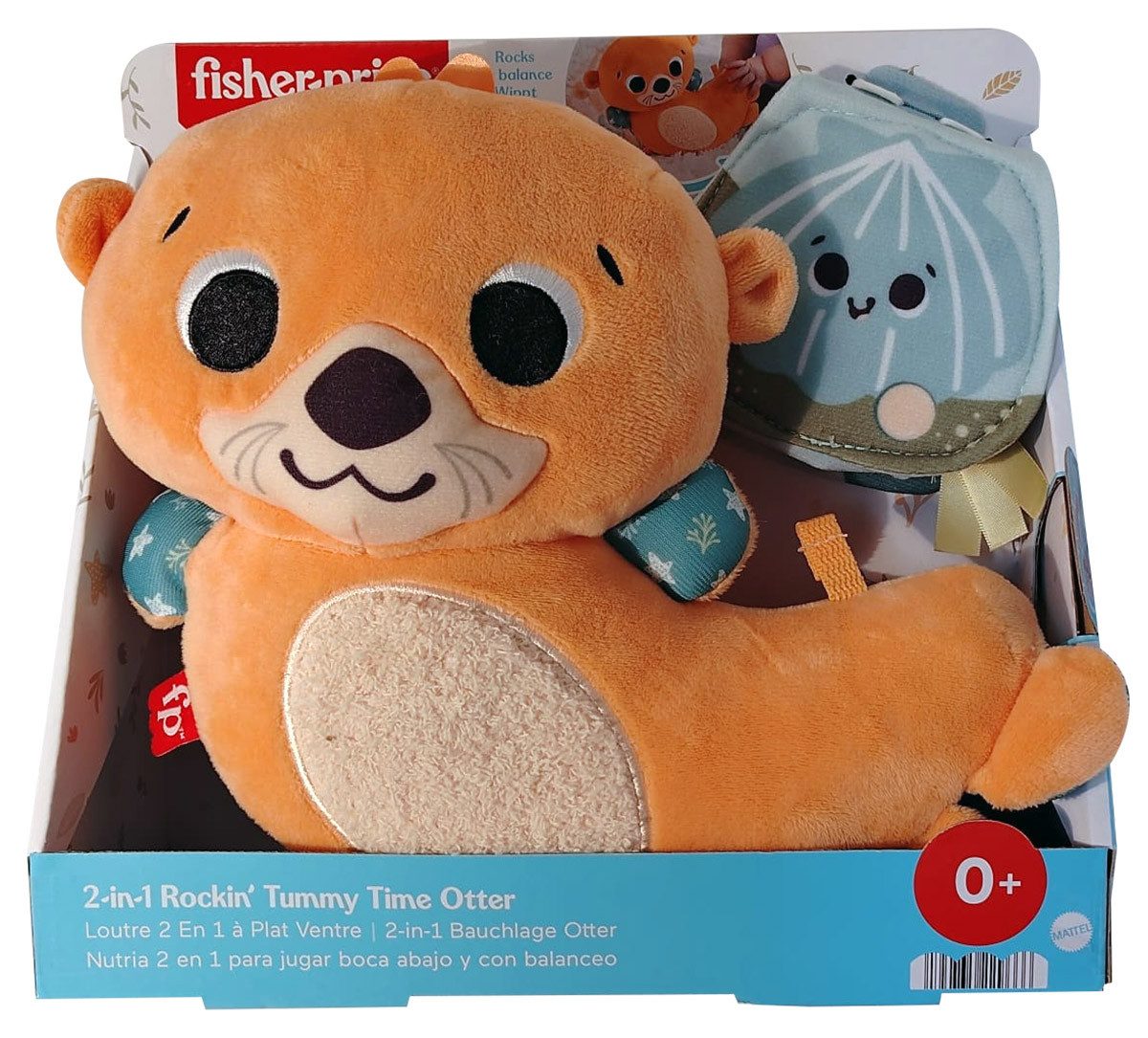 Fisher Price Plüschfigur Fisher-Price Wippender Otter Sensorik-Plüschspielzeug mit Spielbuch