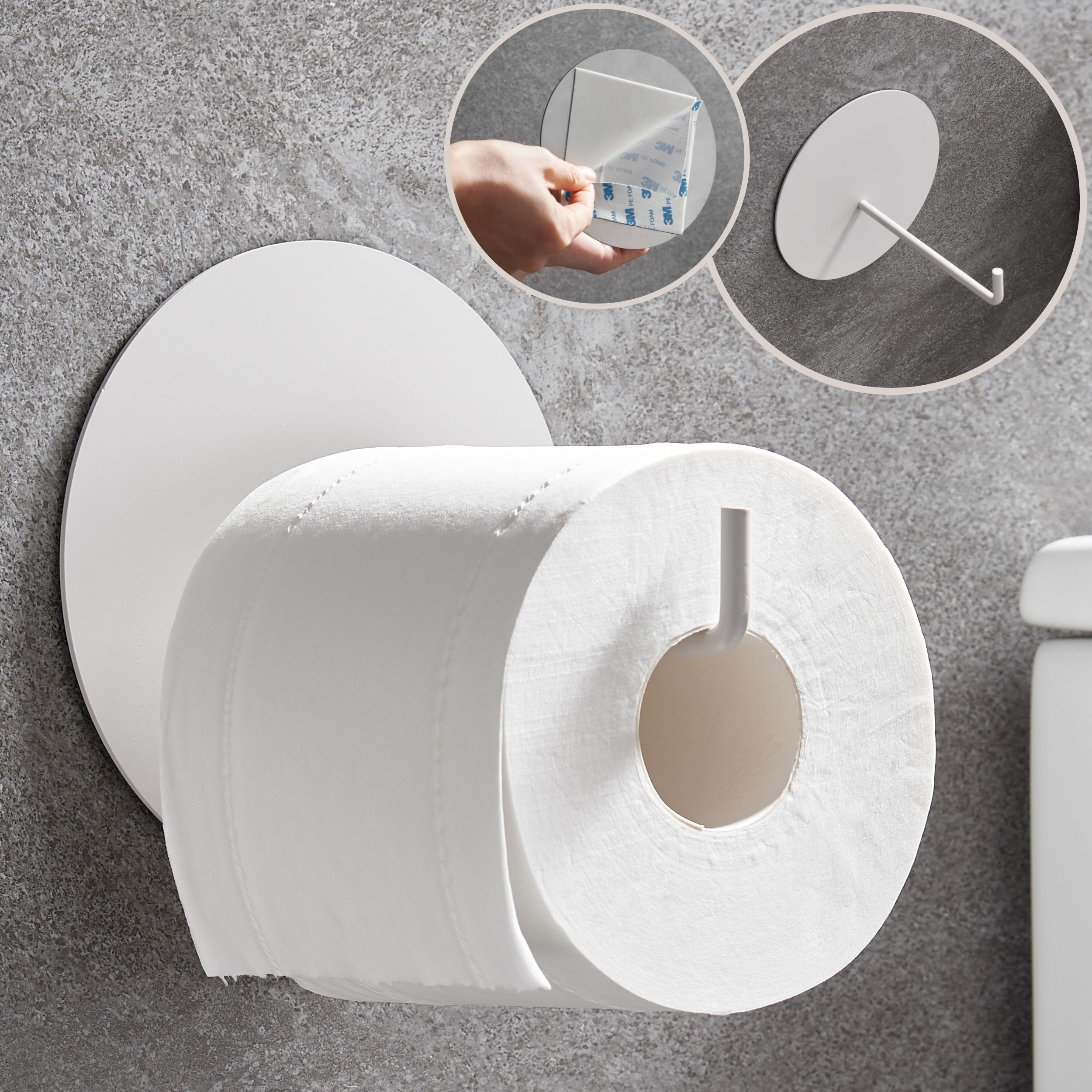 DEKAZIA Toilettenpapierhalter, Design Bohren, Edelstahl, milk-coffee selbstklebend, ohne Besonderes Rostfreier