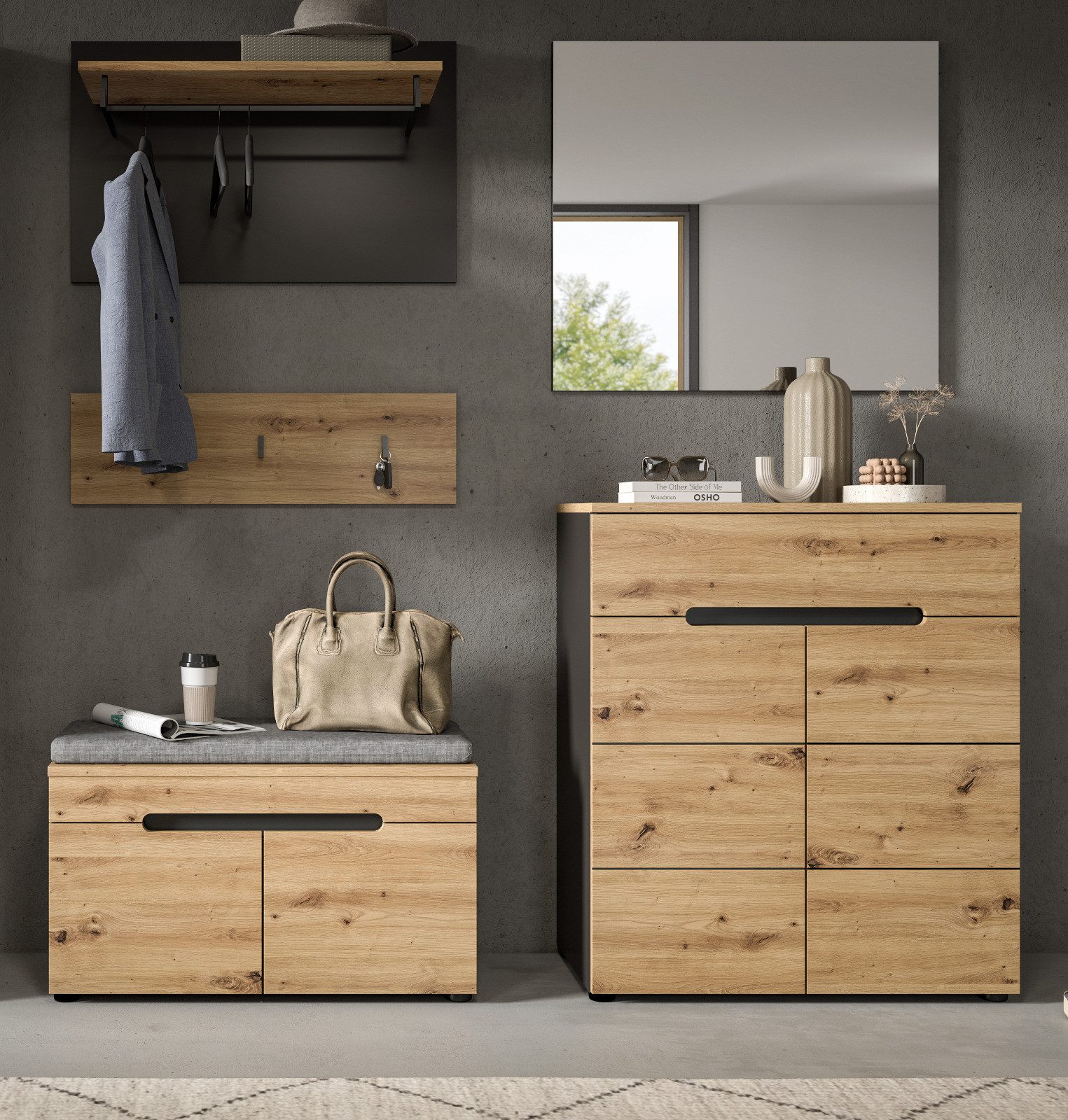 Inn.Furn Garderoben-Set Cooper, (in Artisan Eiche günstig online kaufen