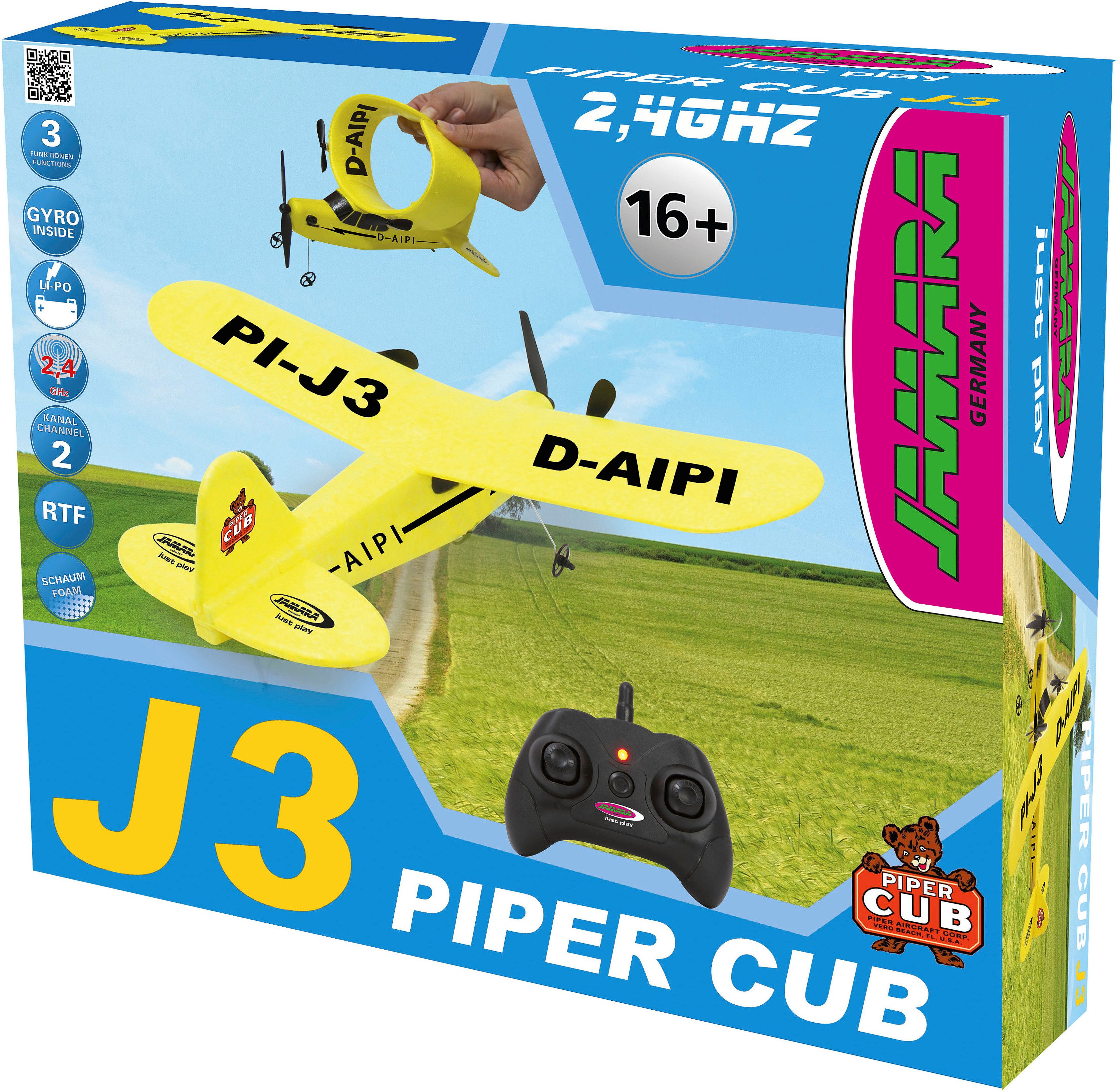 Jamara RC-Flugzeug Piper J3-CUB Flugzeug, 2,4 GHz, Gyro 2CH