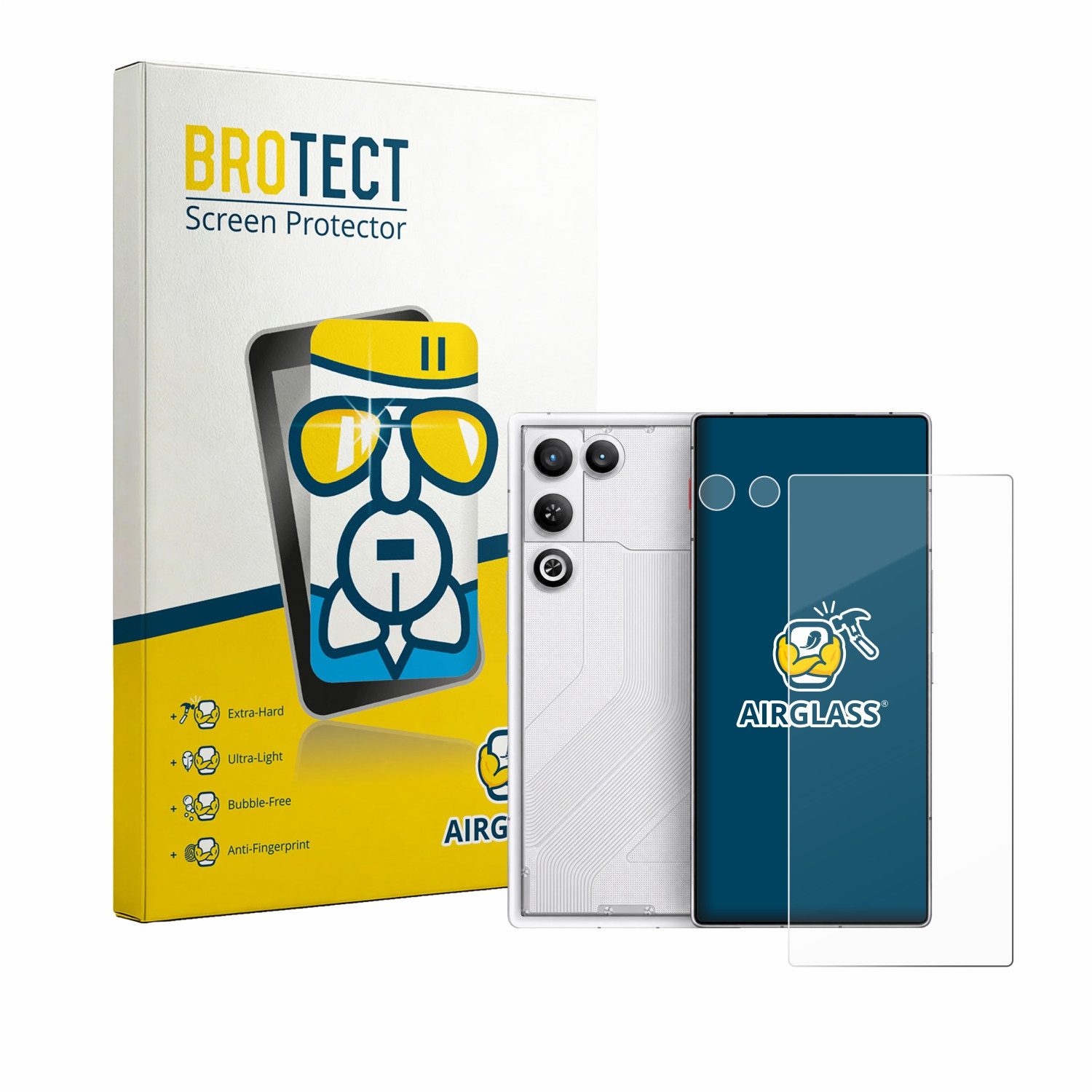 BROTECT Displayschutzglas Folie für ZTE Nubia Red Magic 11 Air (Display+Kamera), Schutzfolie Glas Panzer Display Schutz klar